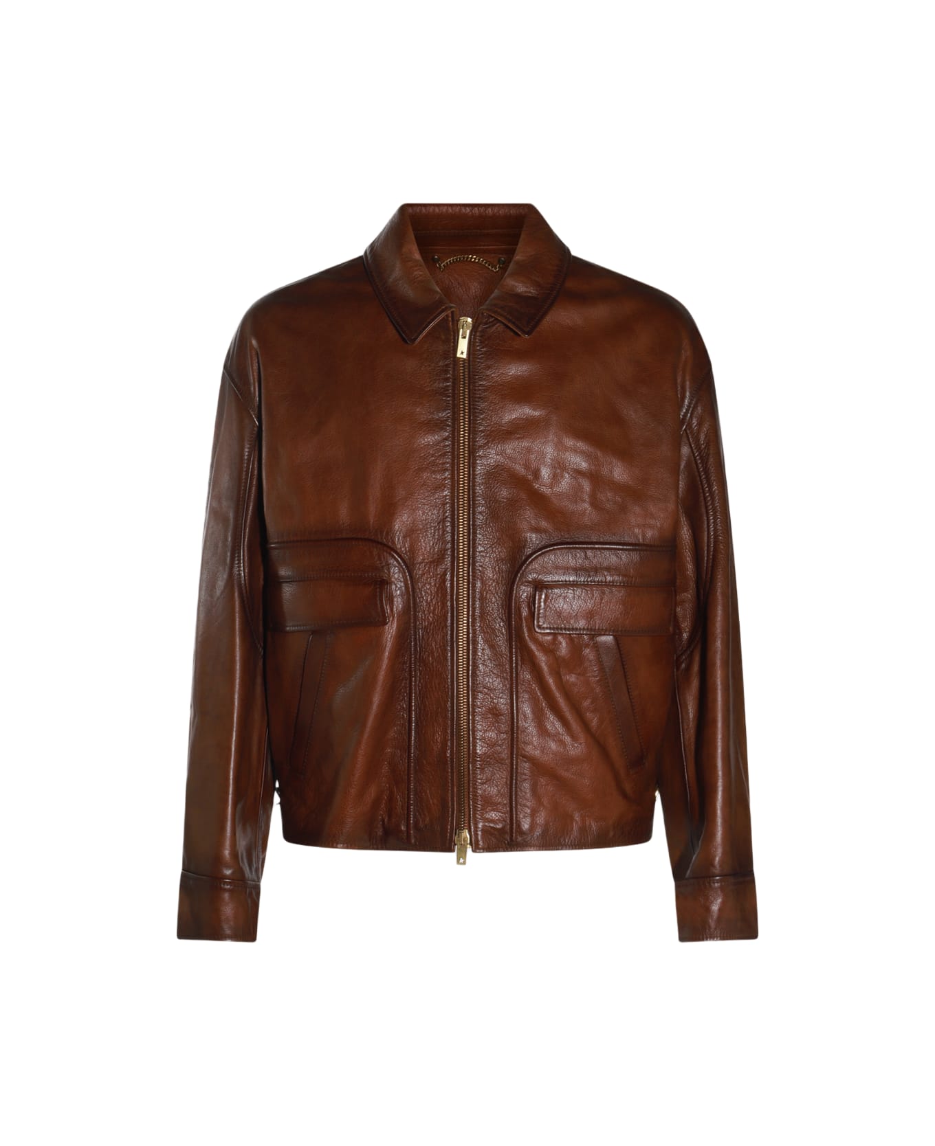 Golden Goose Dark Brown Leather Jackets - DARKTOBACCOBROWN