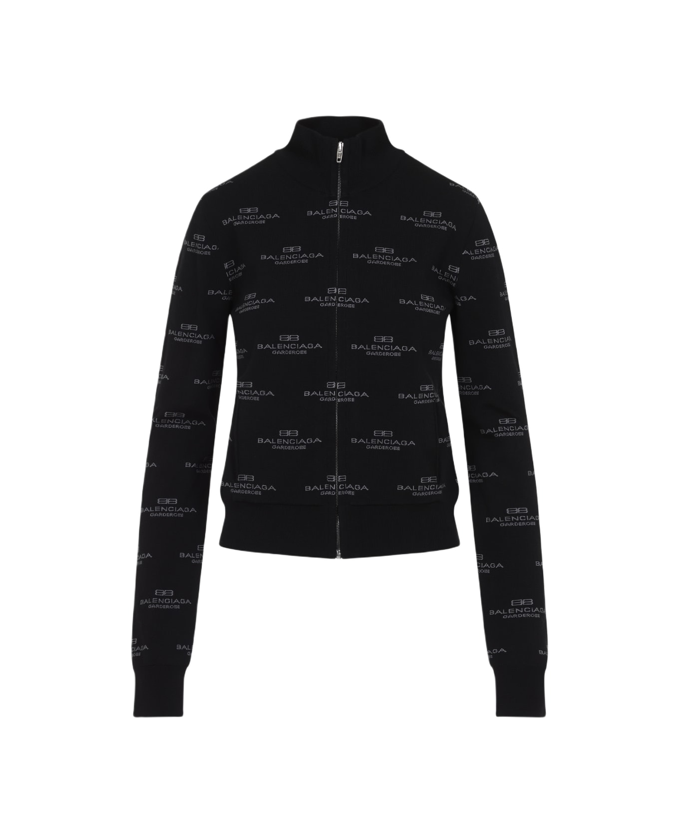 Balenciaga All-over Zip-up Cardigan - Black Grey