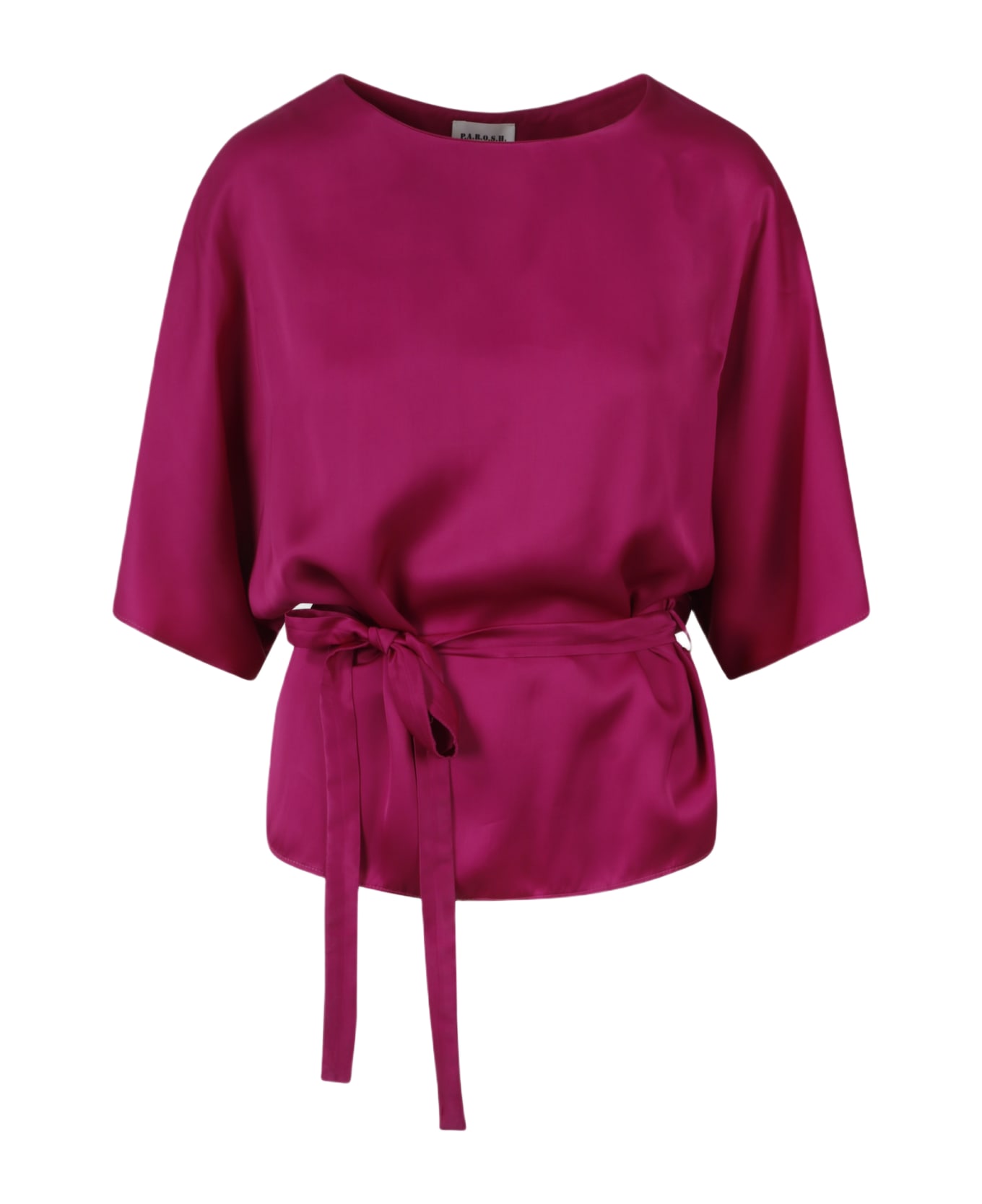 Parosh Belted Blouse - Pink & Purple