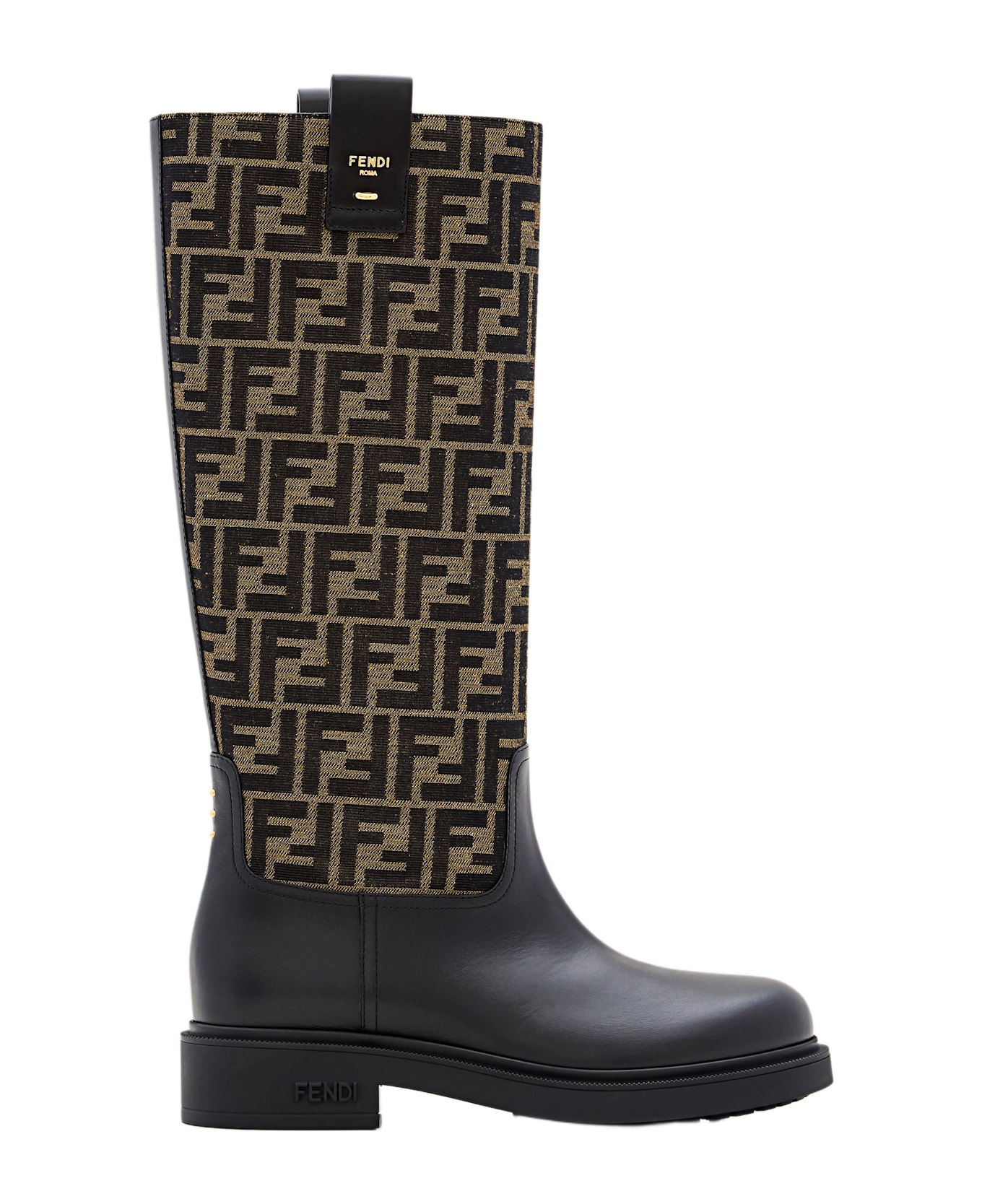 Fendi Ff Jacquard High Boots - Black