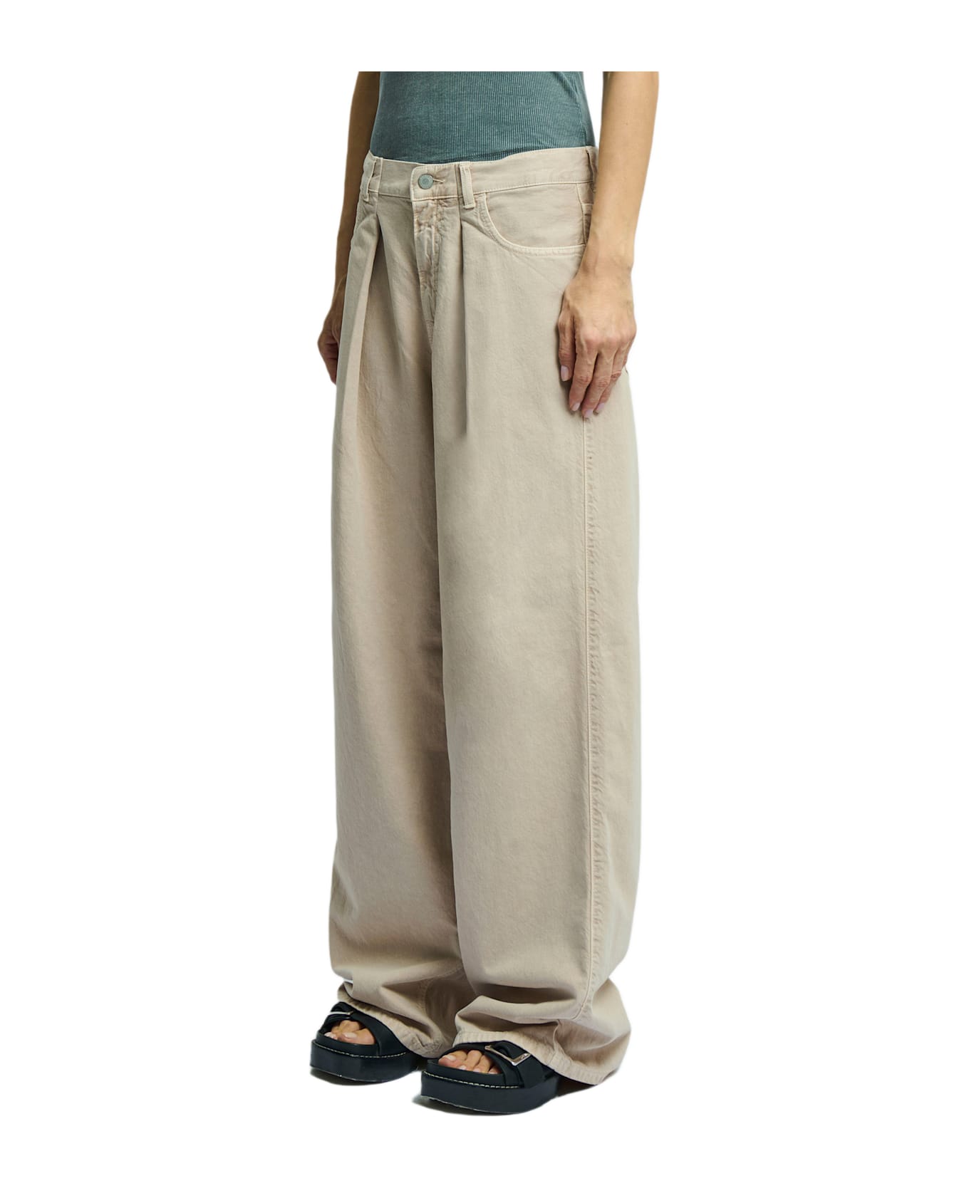 Haikure Candy Twill Wide Pants - BEIGE