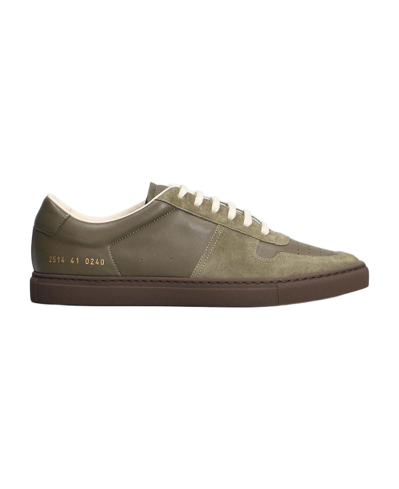 Common Projects Bball Slim Sneakers In Green Suede And Leather - green