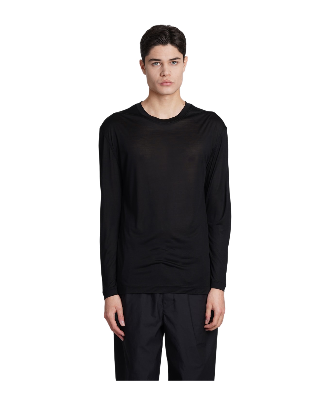 Lemaire T-shirt In Black Silk - black シャツ