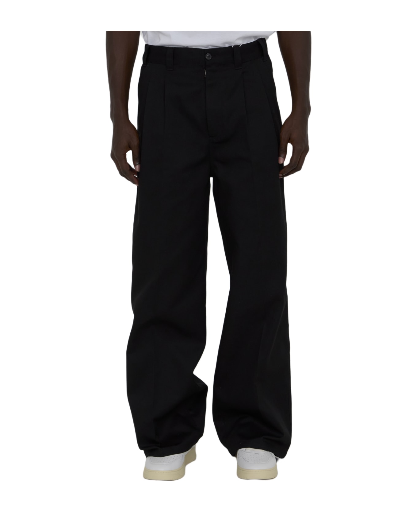 Maison Margiela Trousers In Cotton Blend - BLACK
