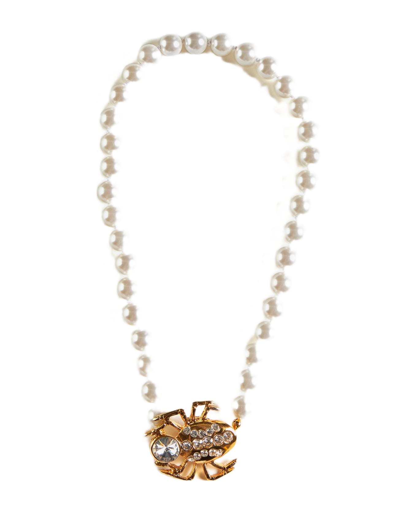 Alessandra Rich Spider Pearl Necklace - Pearl Gold