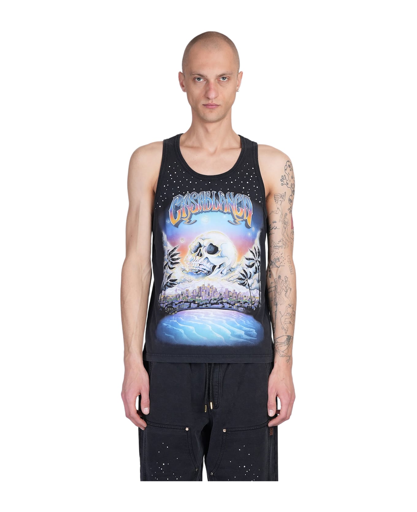 Casablanca Tank Top In Black Cotton - black