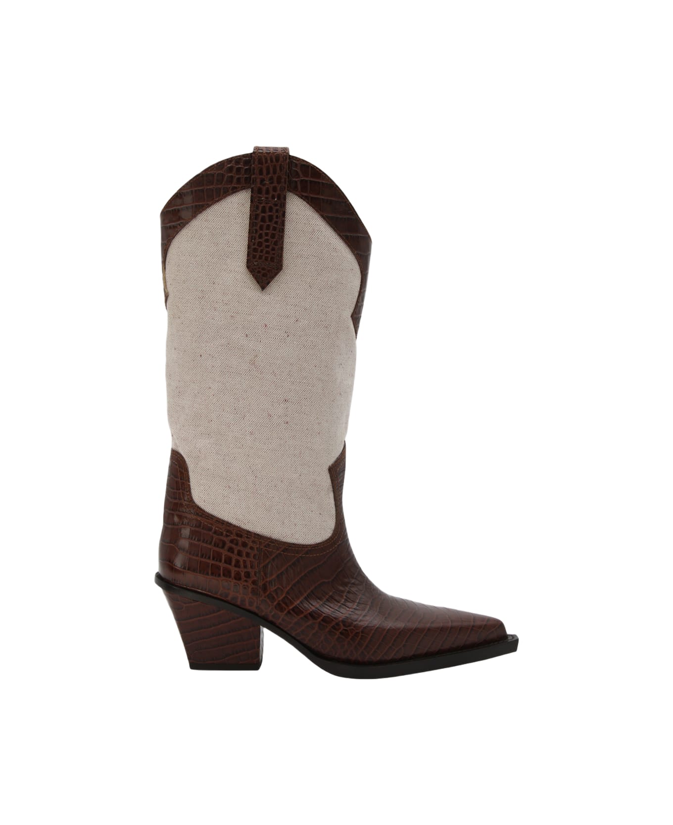 Paris Texas White And Brown Leather Rosario Boots - CIOCCOLATO/BROWN NATURALE