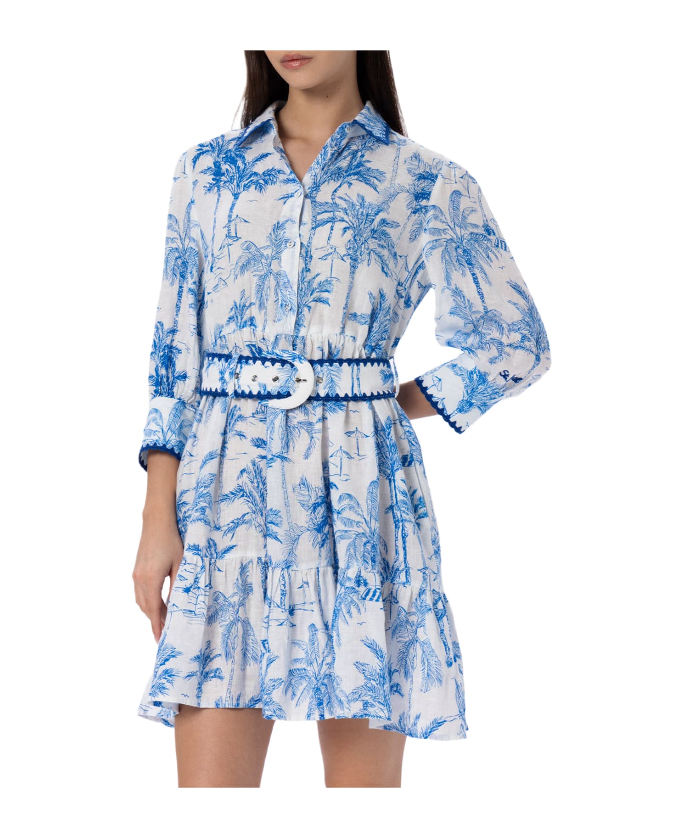 MC2 Saint Barth Woman Toile De Jouy Linen Dress Daisi - BLUE