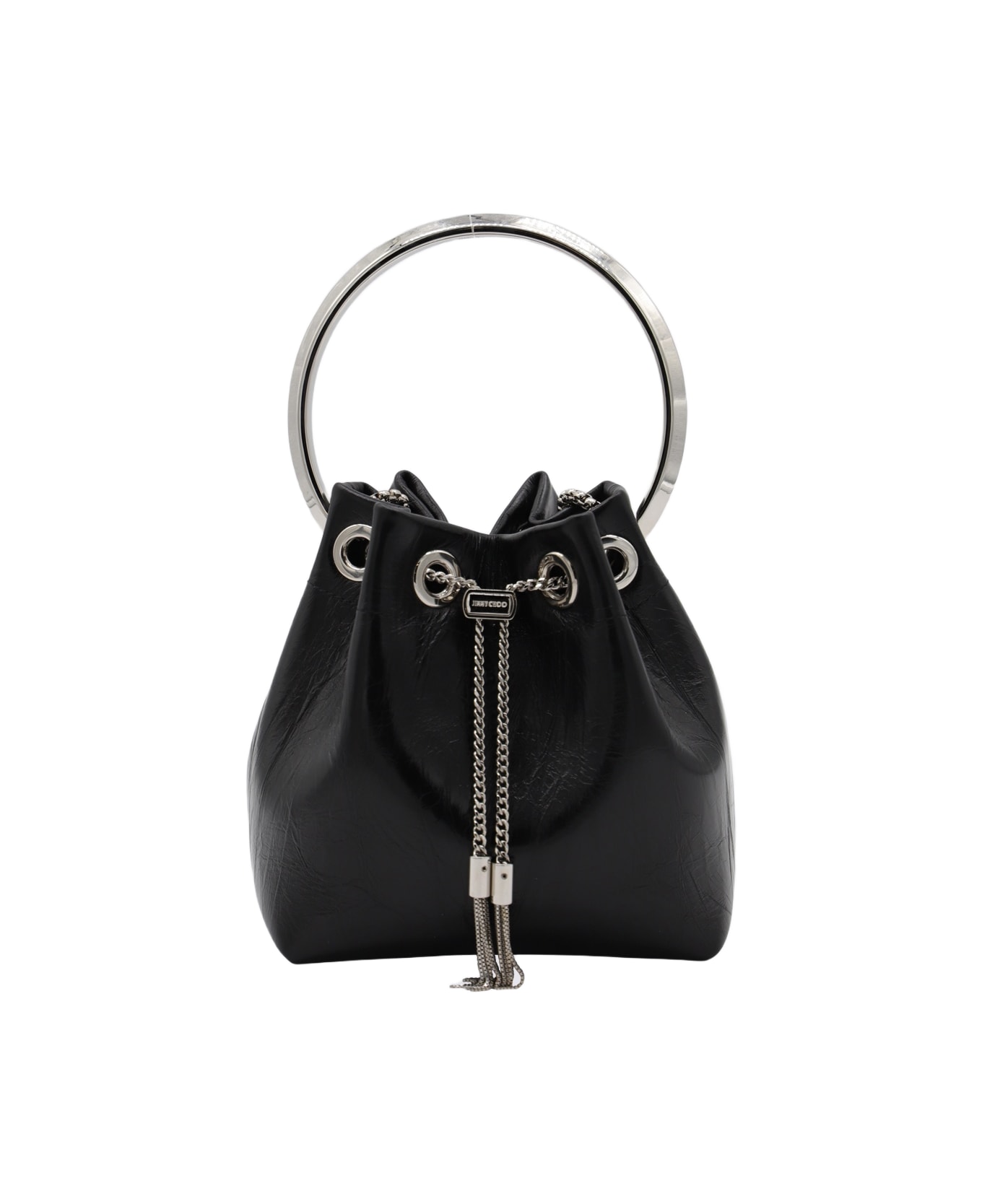 Jimmy Choo Black Leather Top Handle Bag - Black