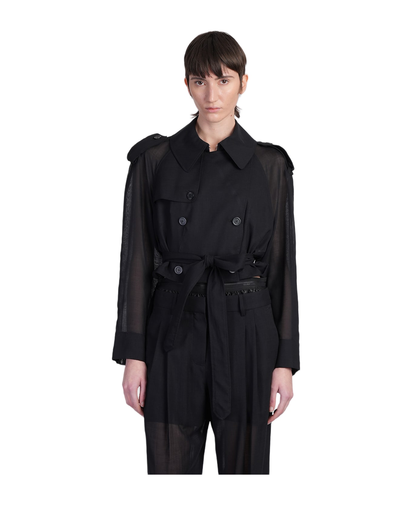 Helmut Lang Trench In Black Wool - black