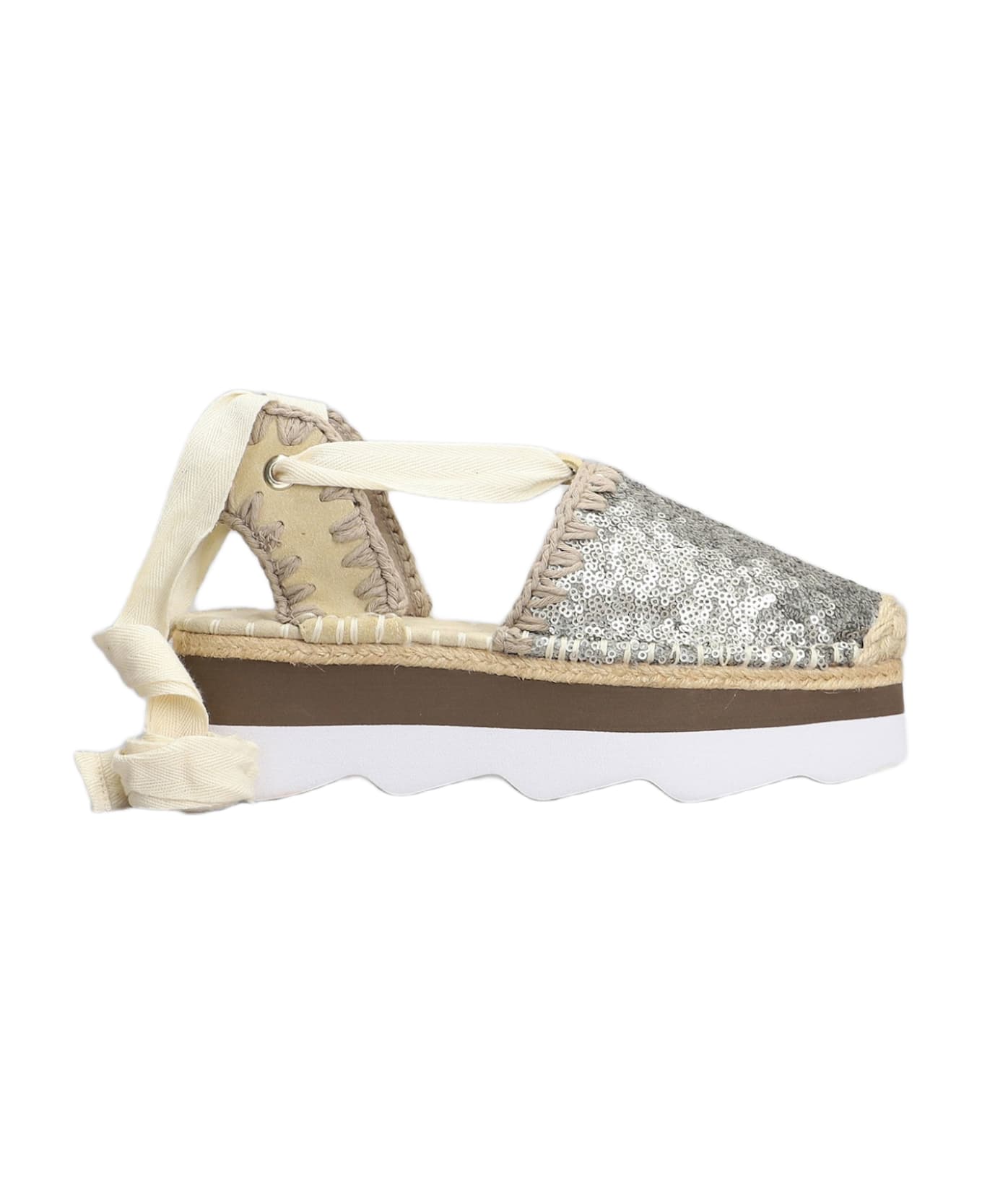 Mou Espa Sandal Espadrilles In Grey Leather - grey
