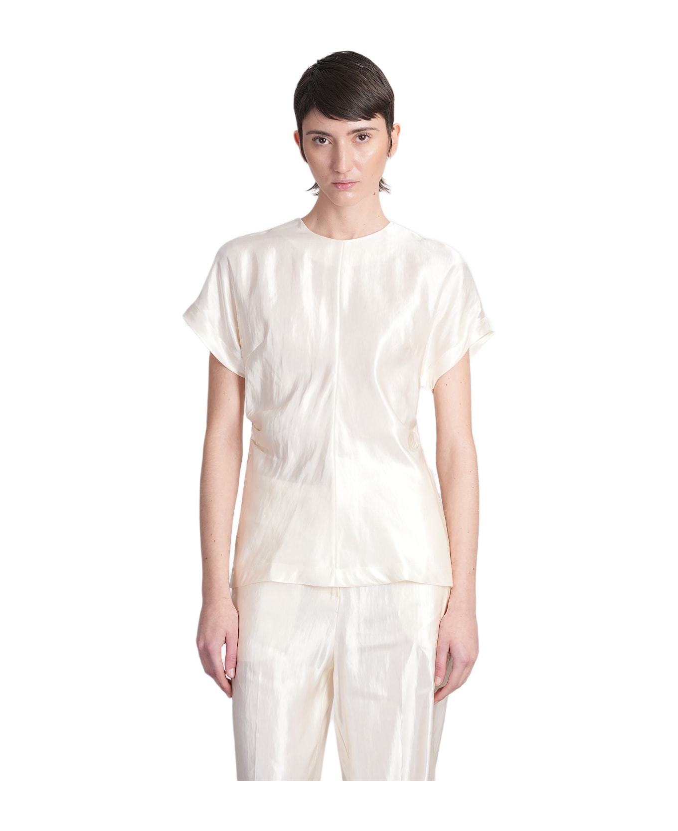 Loulou Studio Pero Blouse In Beige Linen - beige