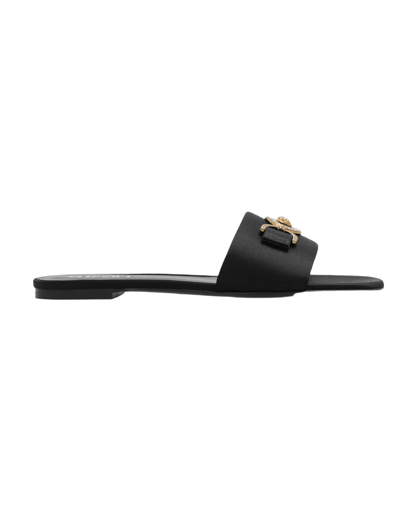 Versace Satin Slides - V Nero/oro Versace