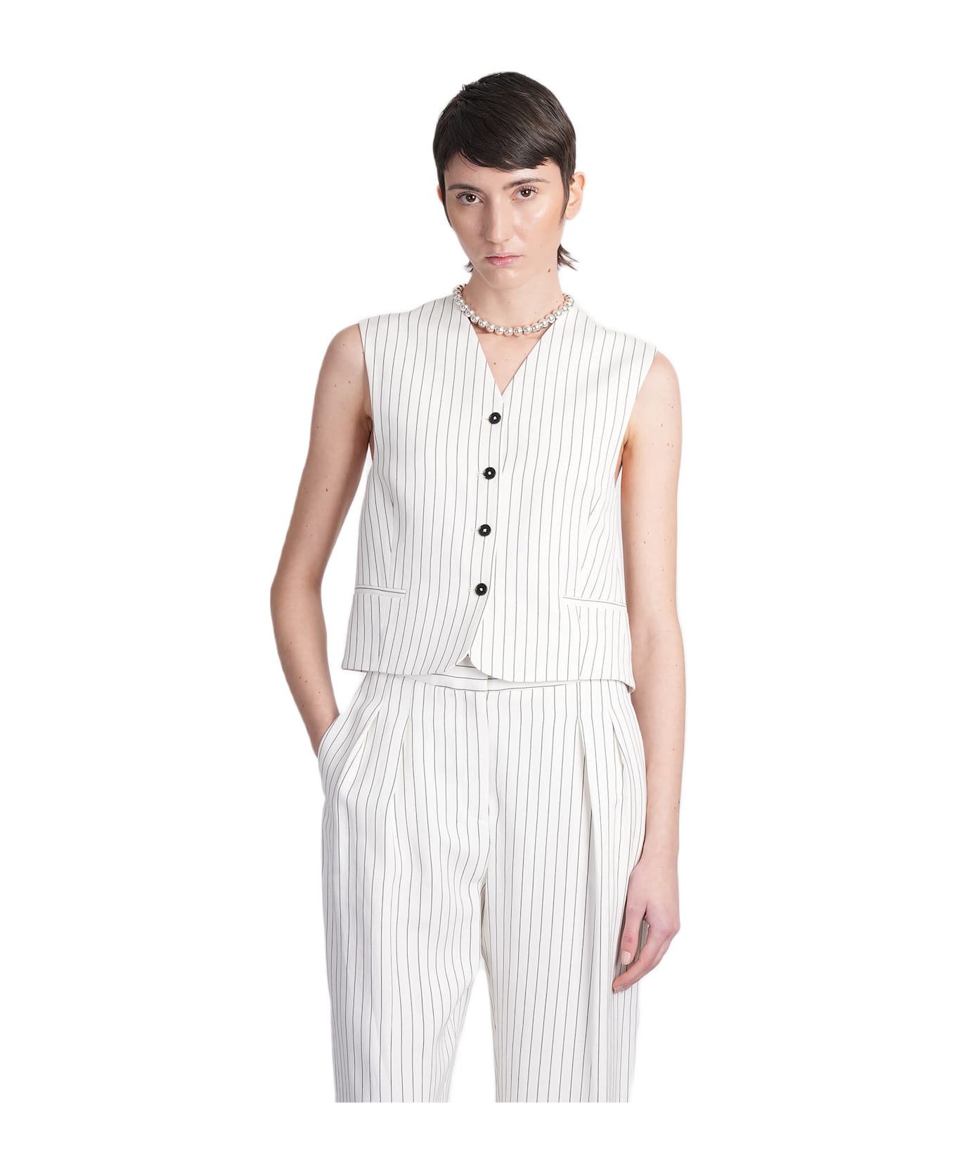 Loulou Studio Vanua Vest In White Viscose - white