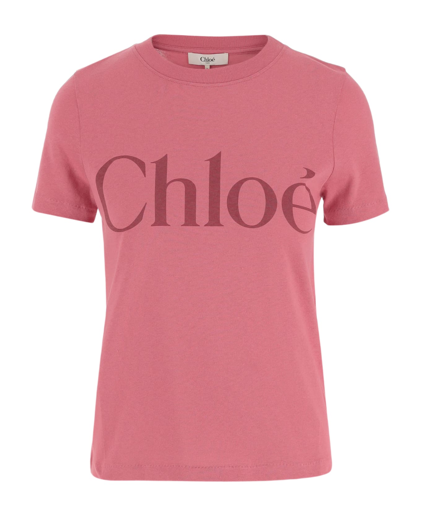 Chloé Cotton Jersey Baby Fit T-shirt With Logo - Pink