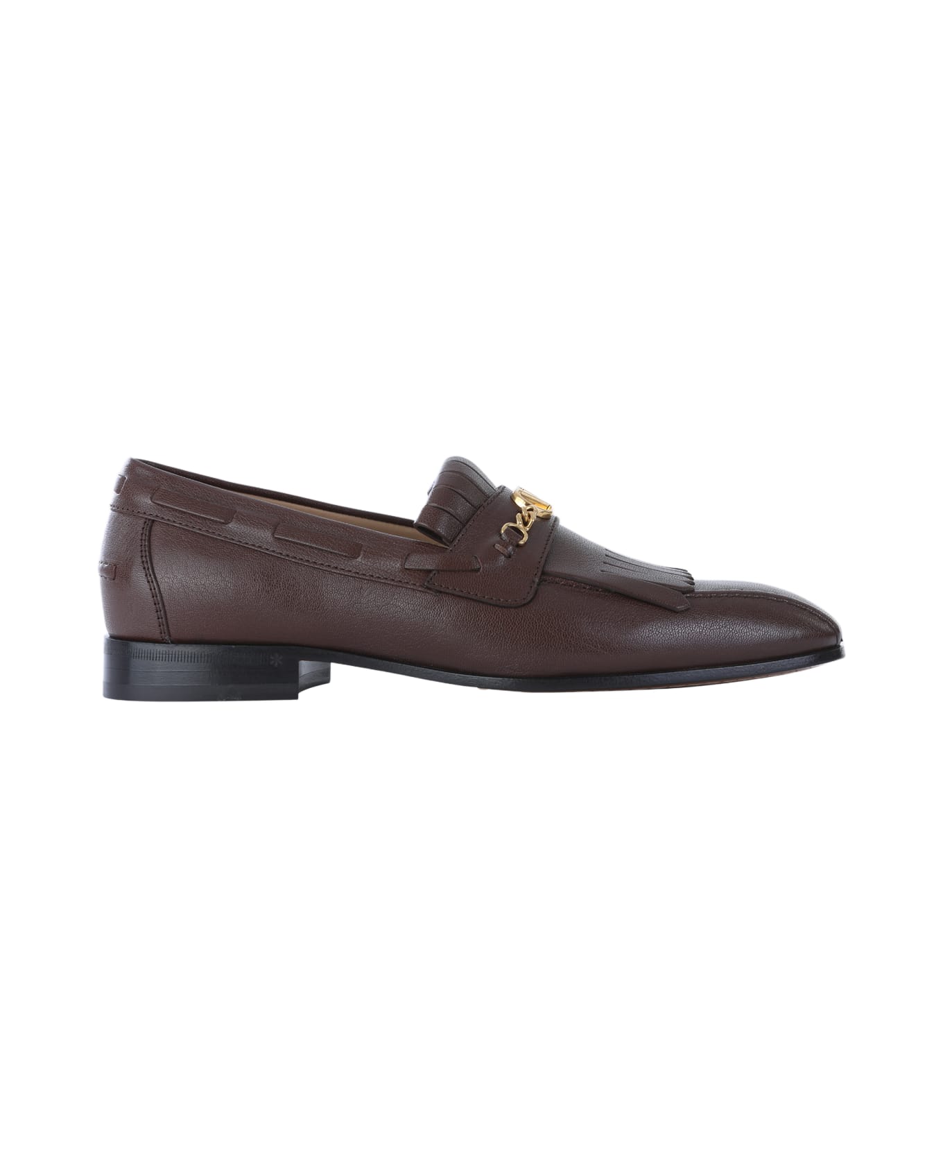 Valentino Garavani Brown Leather Loafers - COFFEE