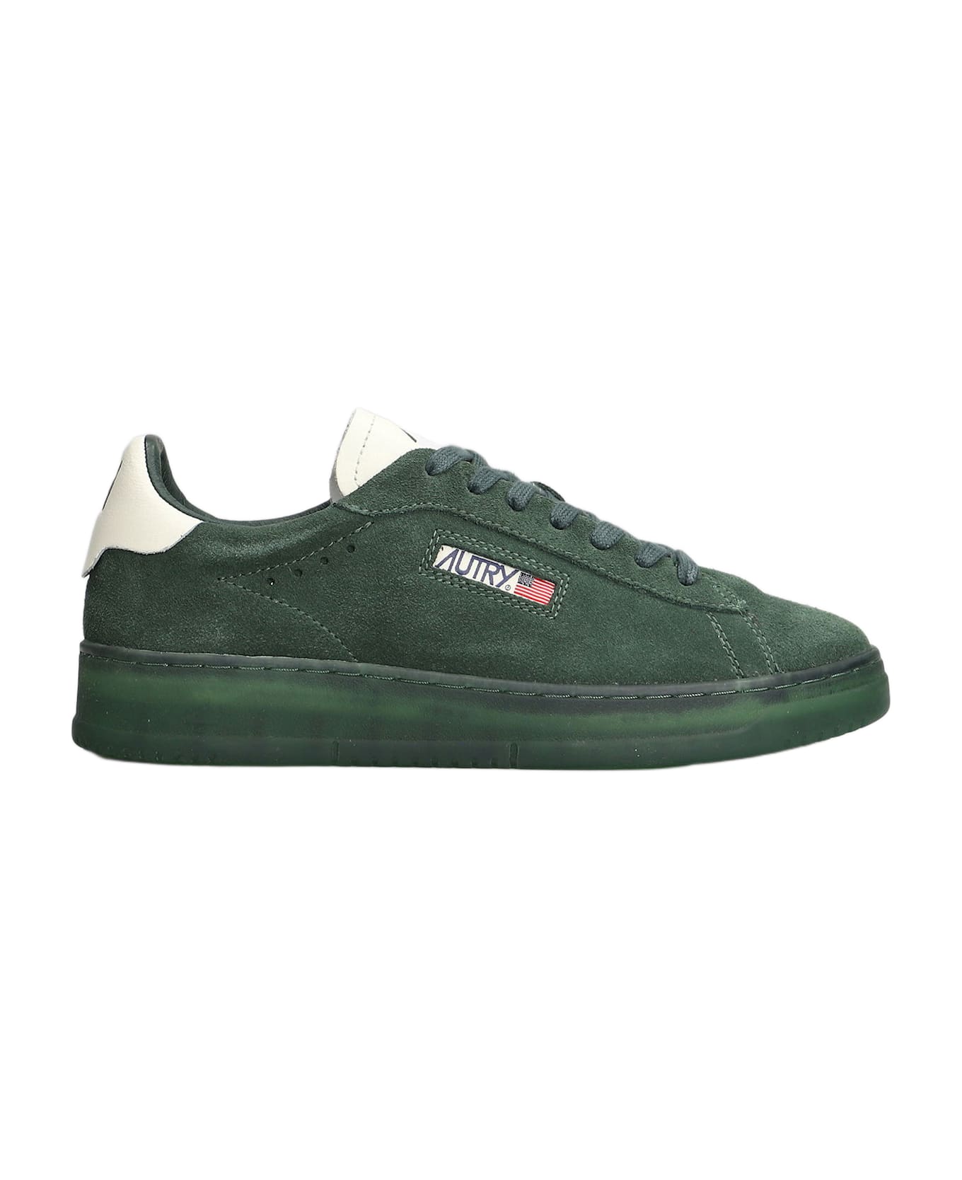 Autry Dallas Low Sneakers In Green Suede - green