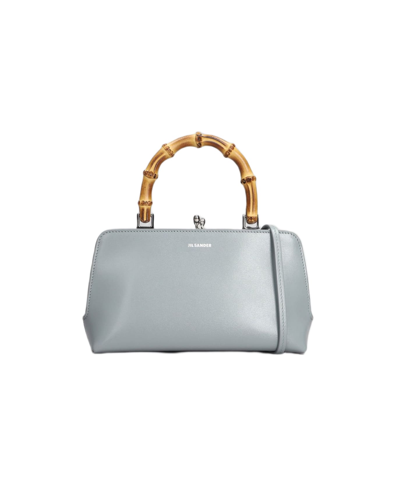 Jil Sander Gojii Bambo Hand Bag In Cyan Leather - cyan