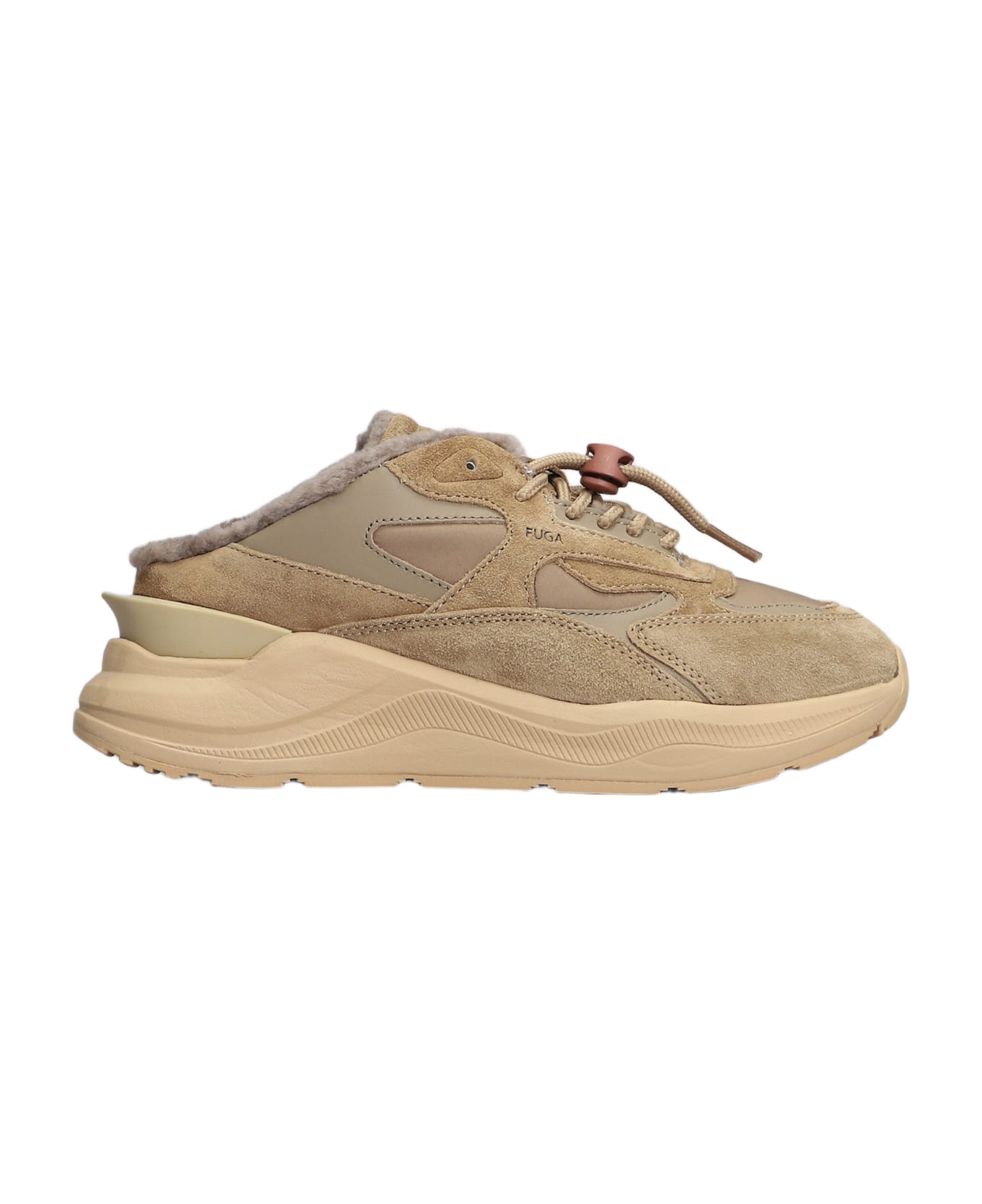 D.A.T.E. Fuga Sabot Sneakers In Leather Color Suede And Fabric - Beige