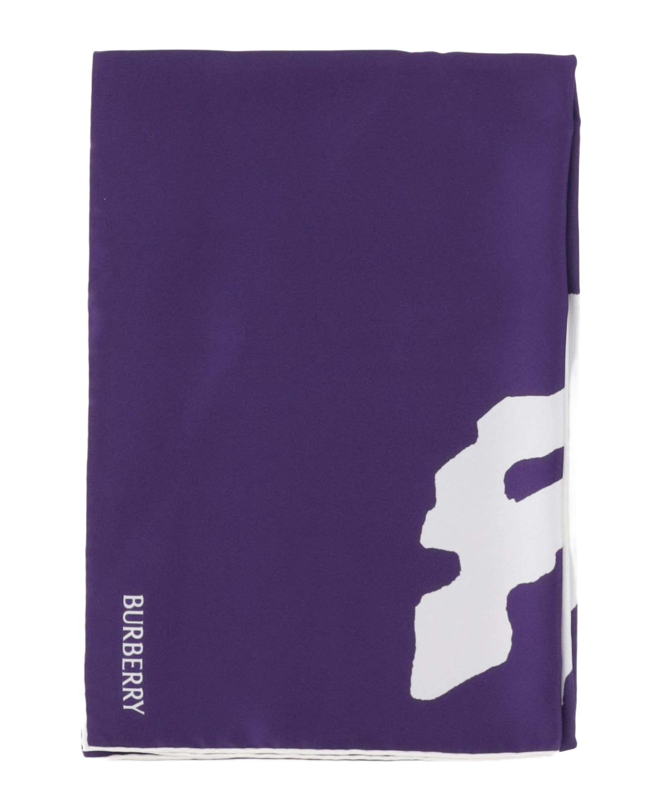 Burberry Silk Scarf With Logo - Purple スカーフ＆ストール
