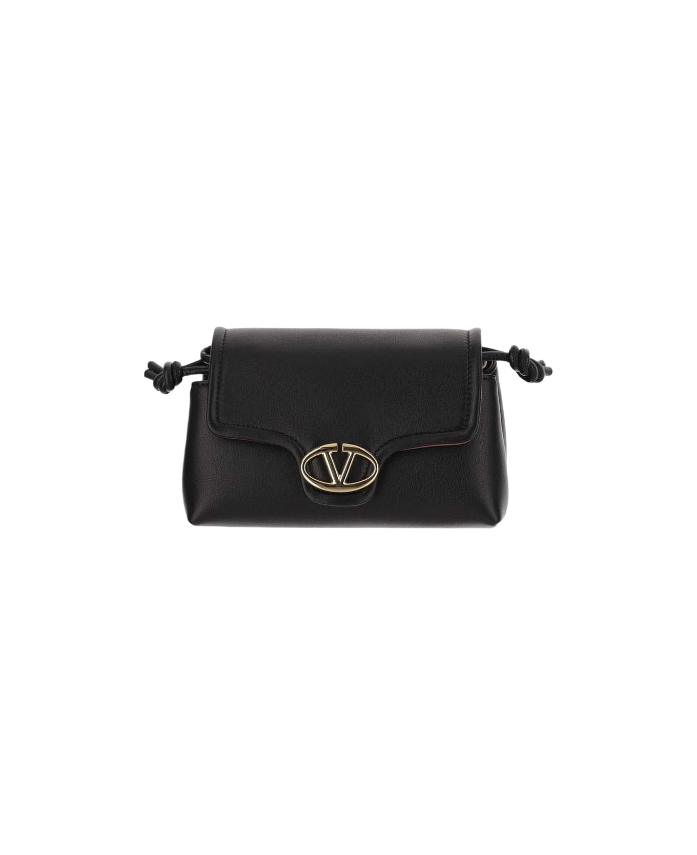 Valentino Garavani Black Leather Vlogo Crossbody Bag - NERO