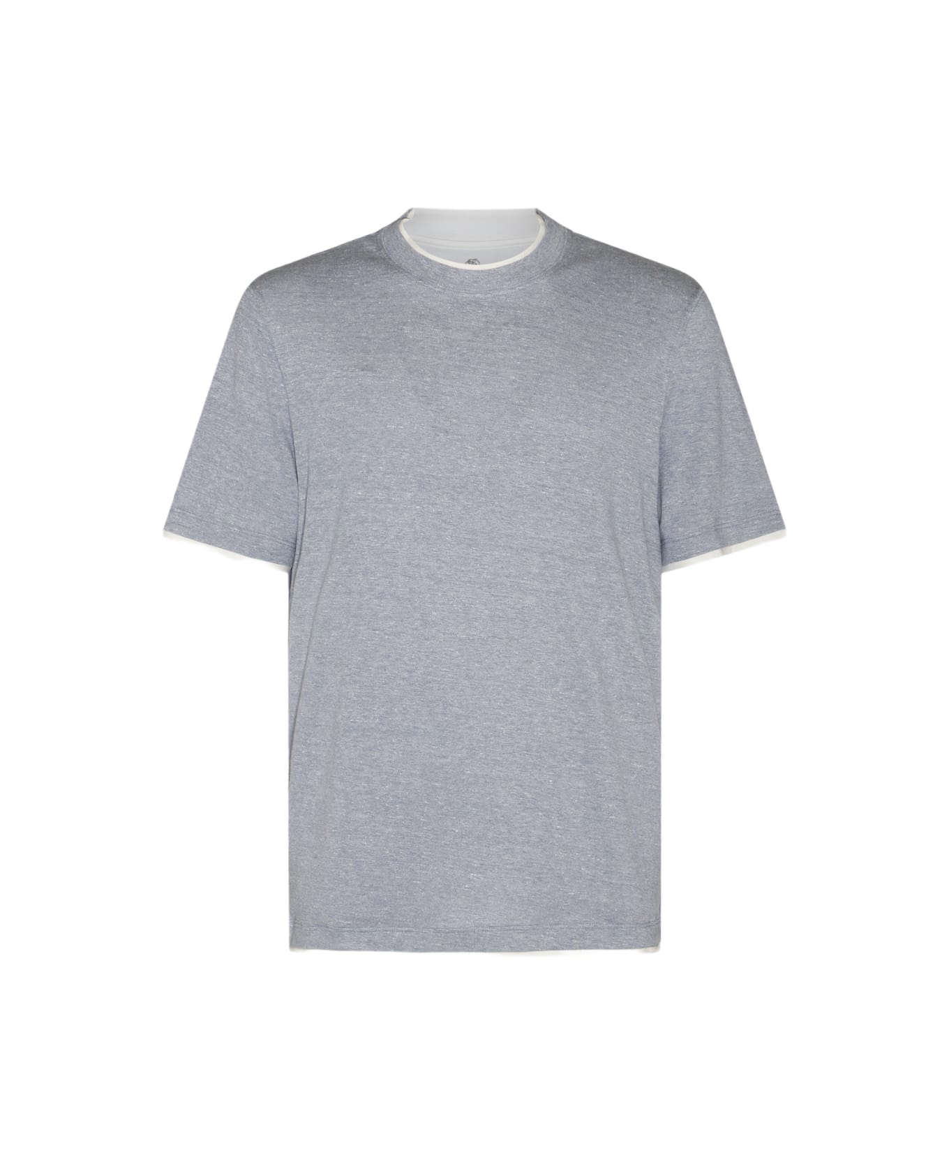 Brunello Cucinelli Grey Cotton T-shirt - Clear Blue