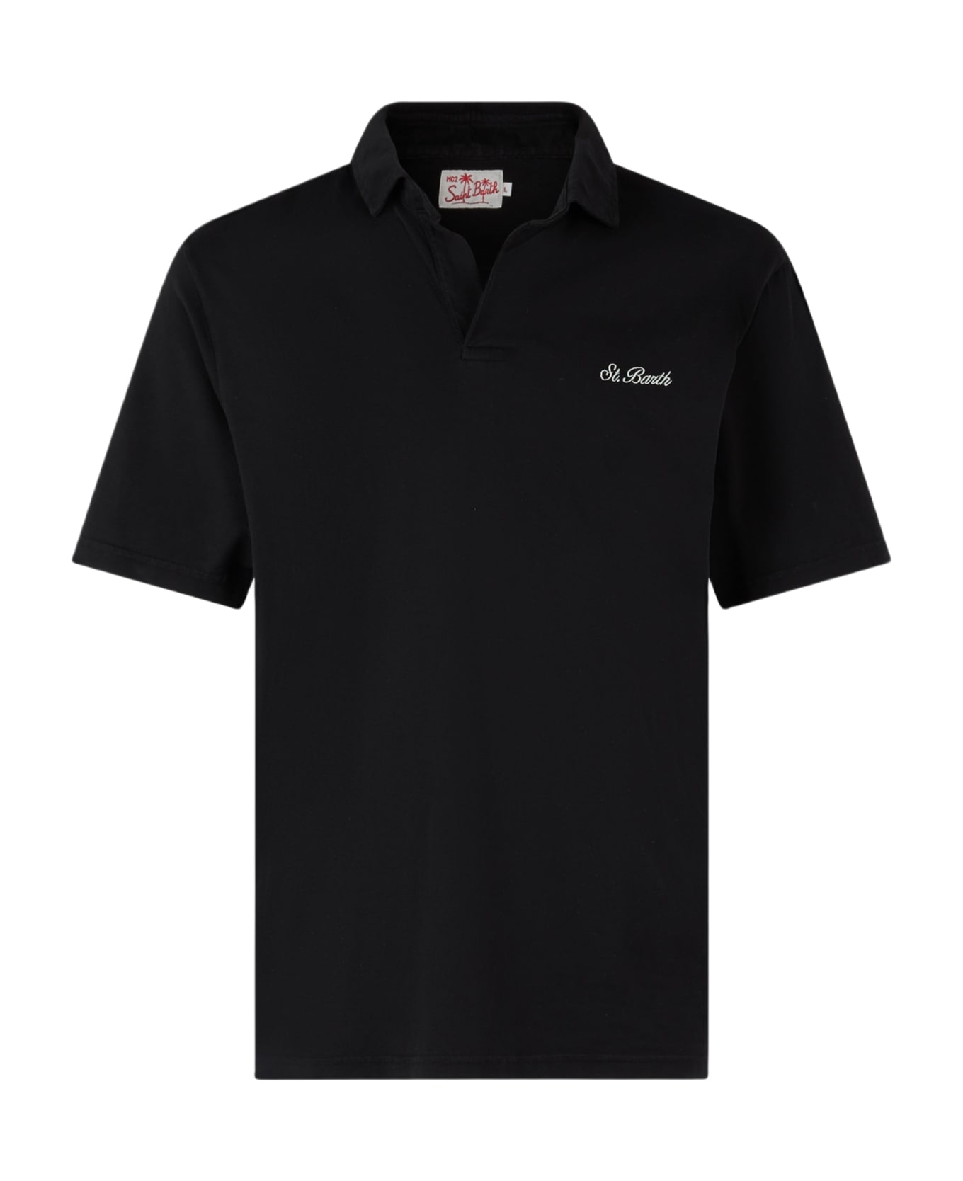 MC2 Saint Barth Man Black Cotton Jersey Polo Shirt Brighton - BLACK