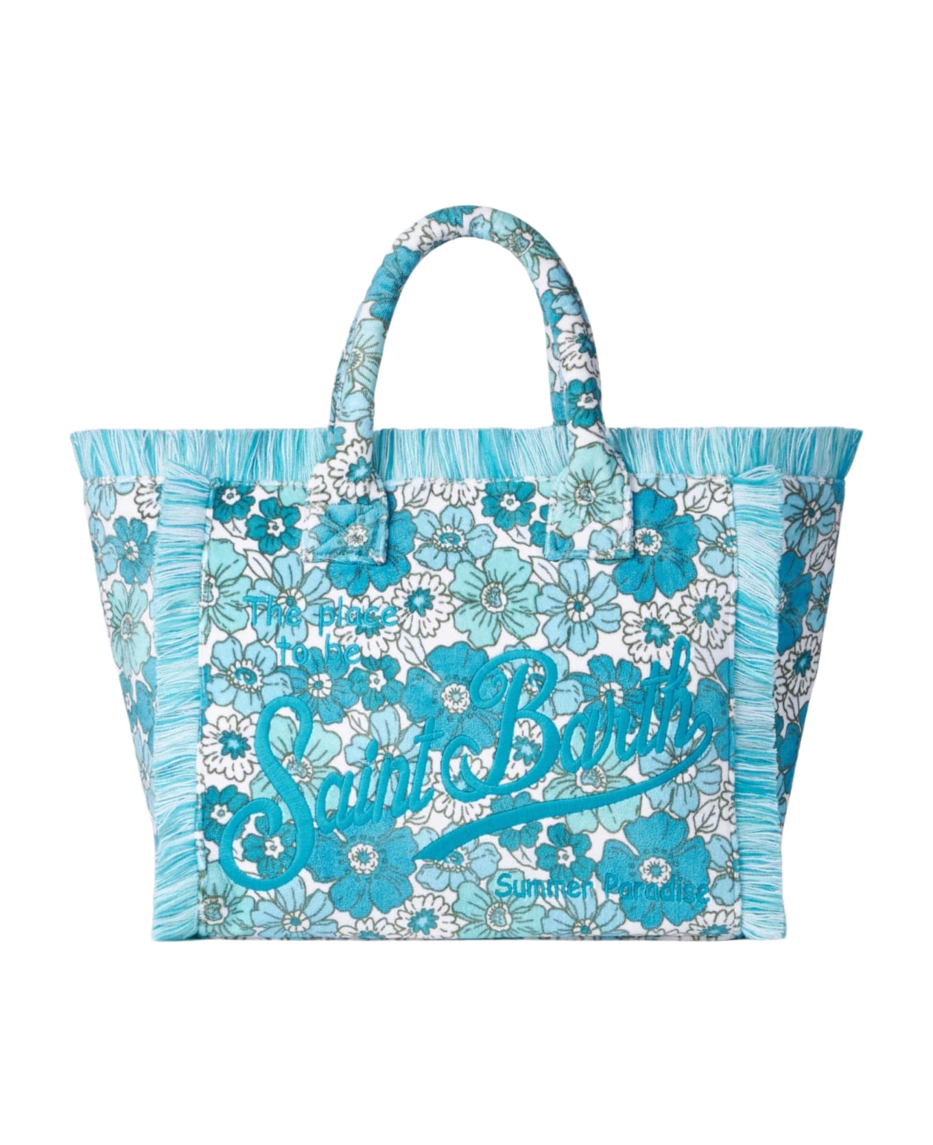 MC2 Saint Barth Vanity Terry Shoulder Bag With Flower Print - GREEN