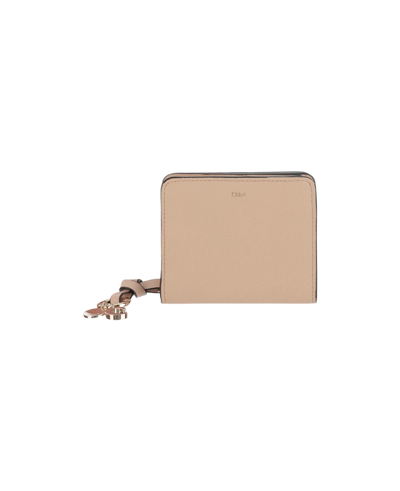Chloé Alphabet Compact Leather Wallet - Beige