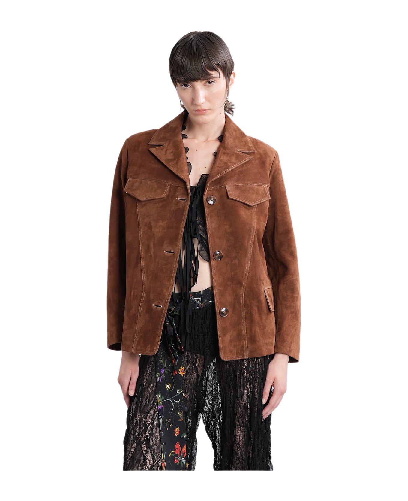 SIEDRES Asean Leather Jacket In Brown Leather - brown