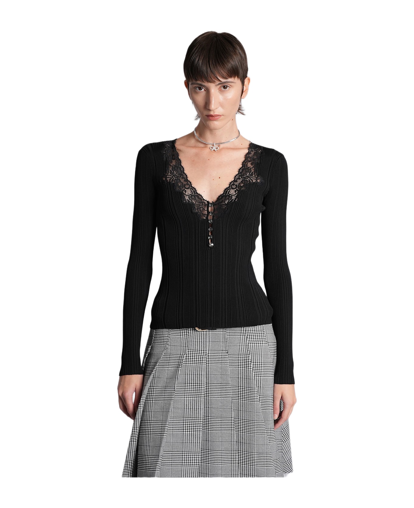 self-portrait Topwear In Black Viscose - black