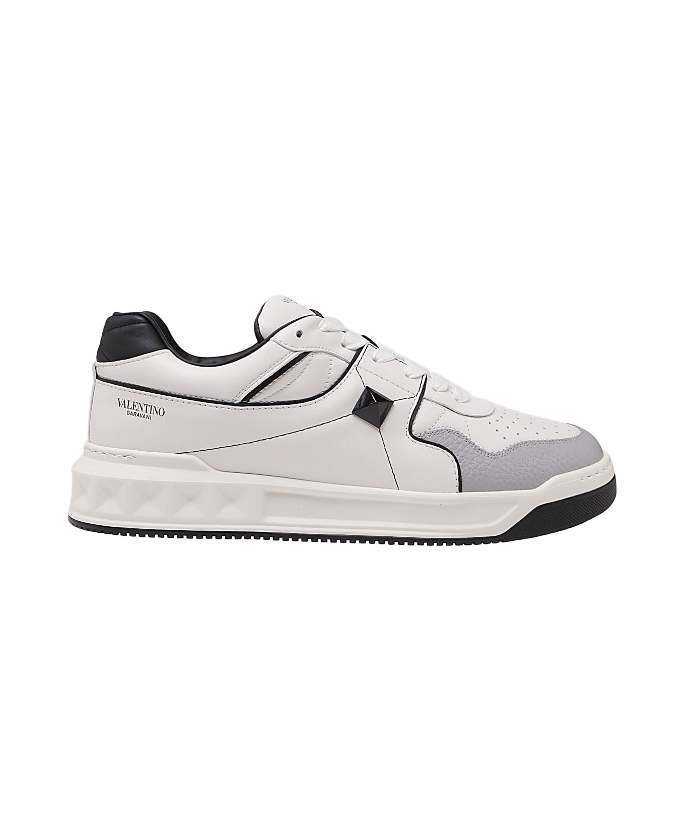 Valentino Garavani Grey And White Leather Sneakers - Bianco-nero/pastel Grey/nero/bianco-nero