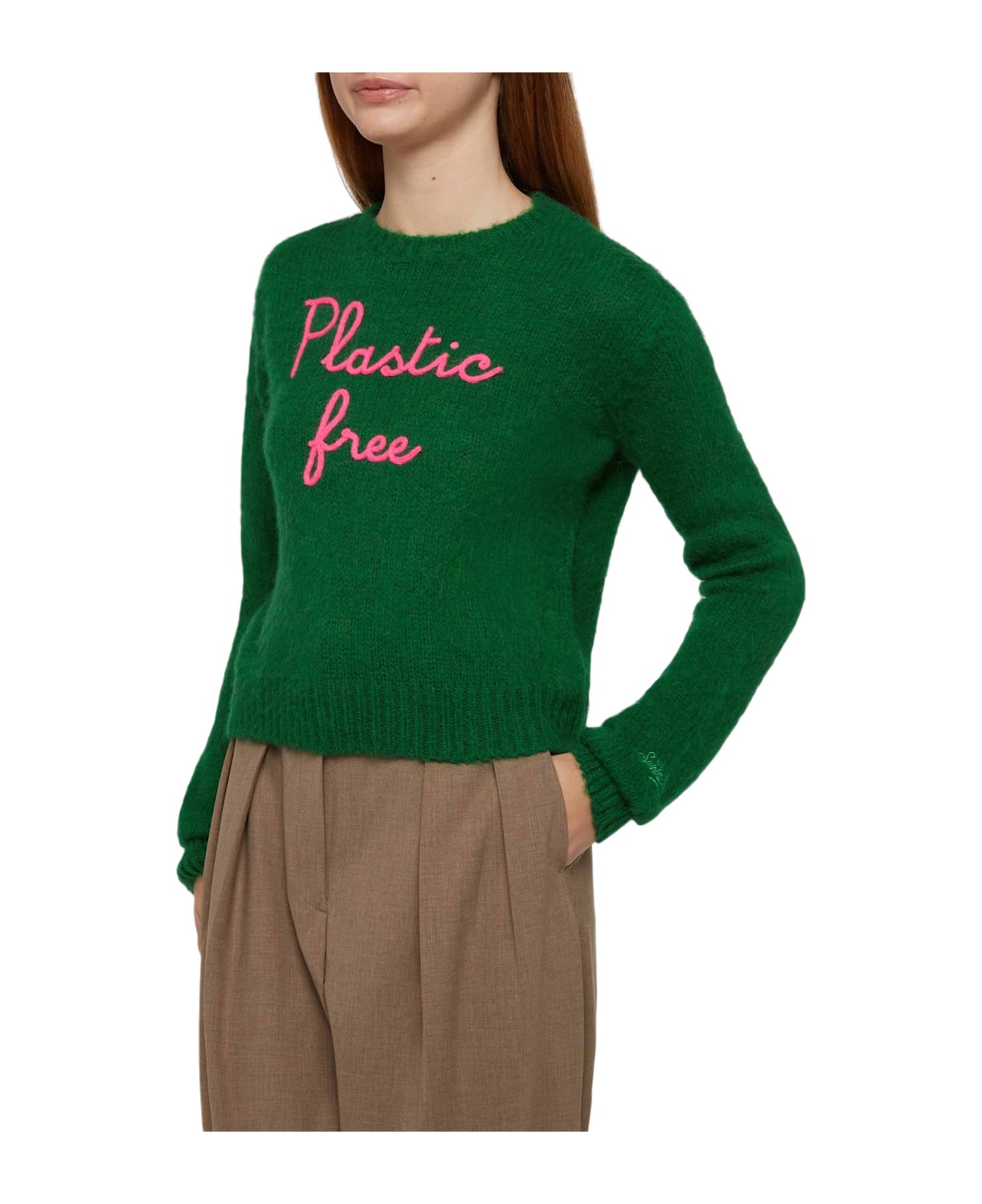 MC2 Saint Barth Woman Crewneck Soft Crop Sweater With Plastic Free Embroidery - unknown