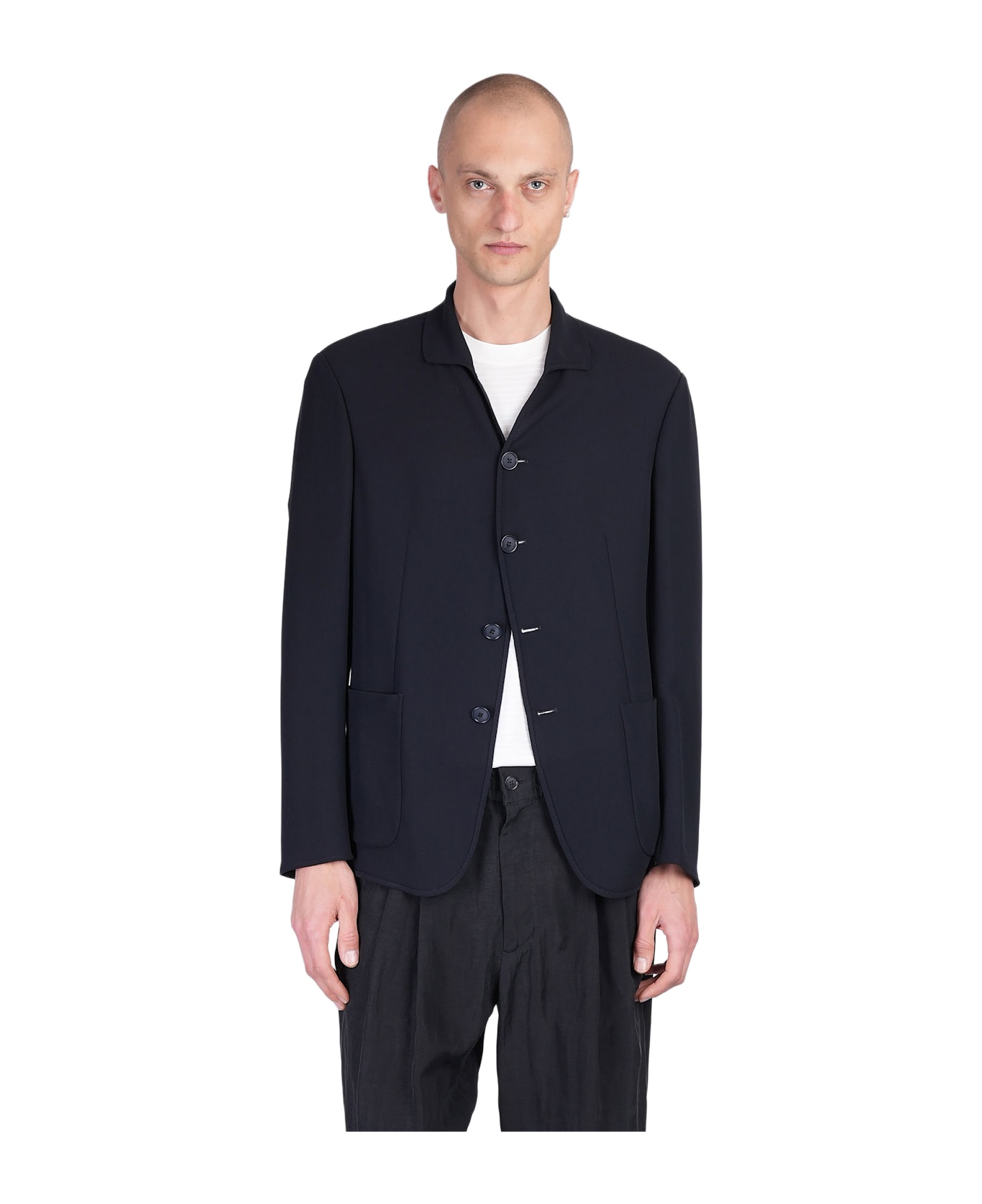 Giorgio Armani Blazer In Blue Wool - blue