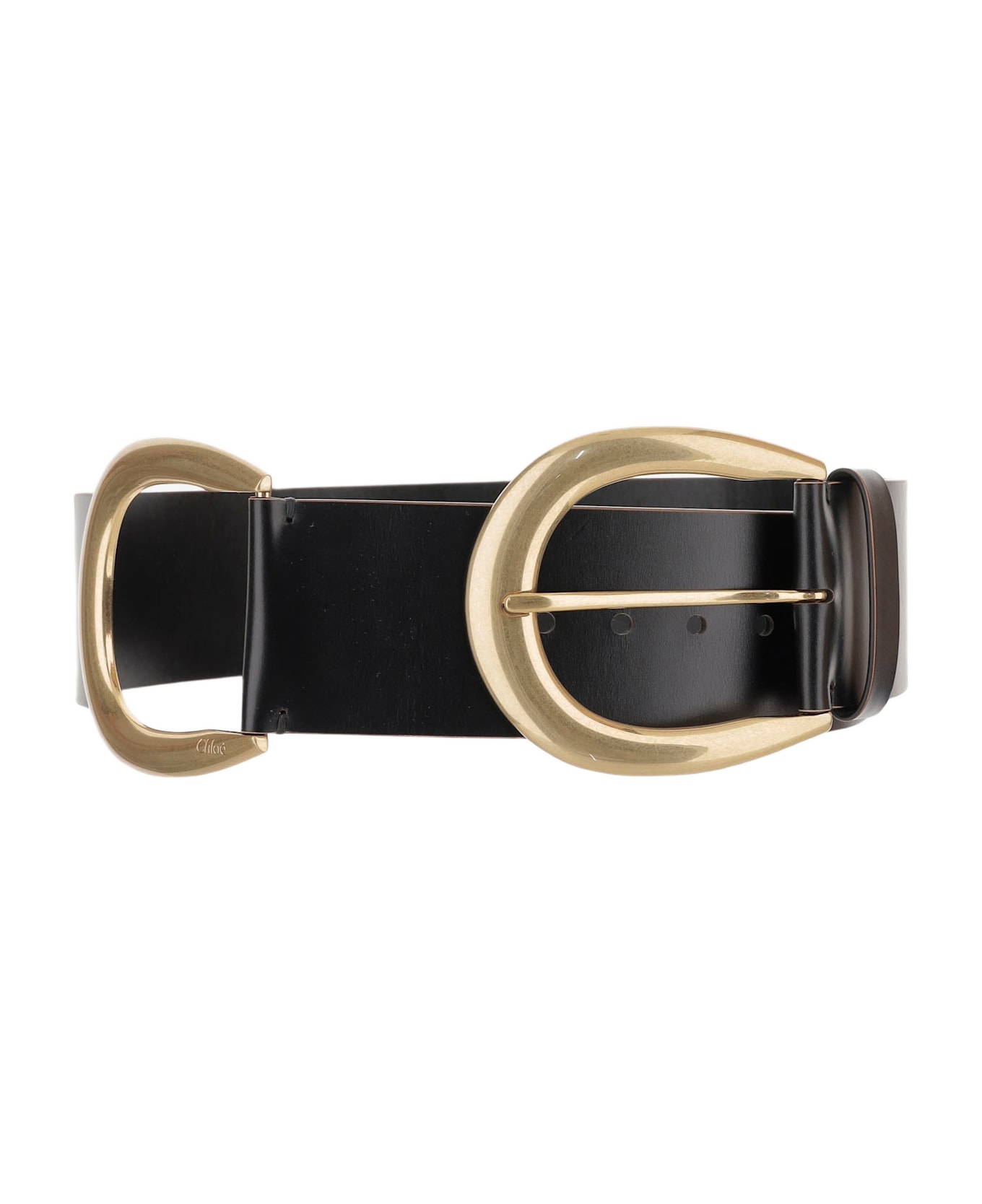 Chloé Anita Belt In Leather And Brass - Black