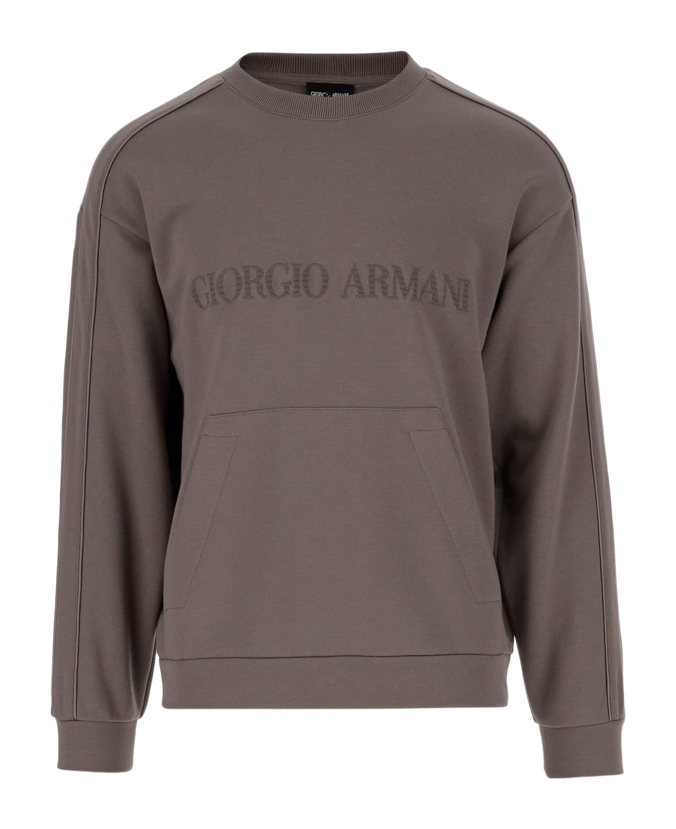 Giorgio Armani Cotton And Cashmere Sweatshirt With Logo - Grey