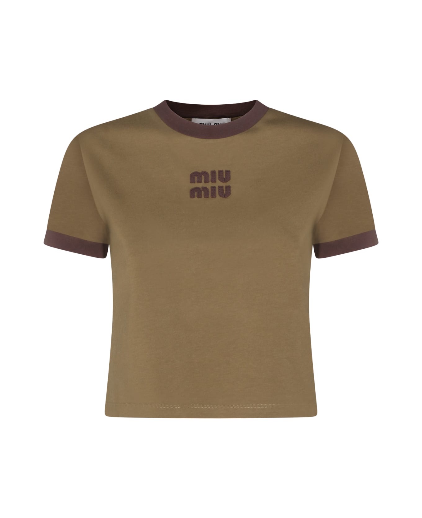 Miu Miu Green Cotton T-shirt - MILITARE+CACAO