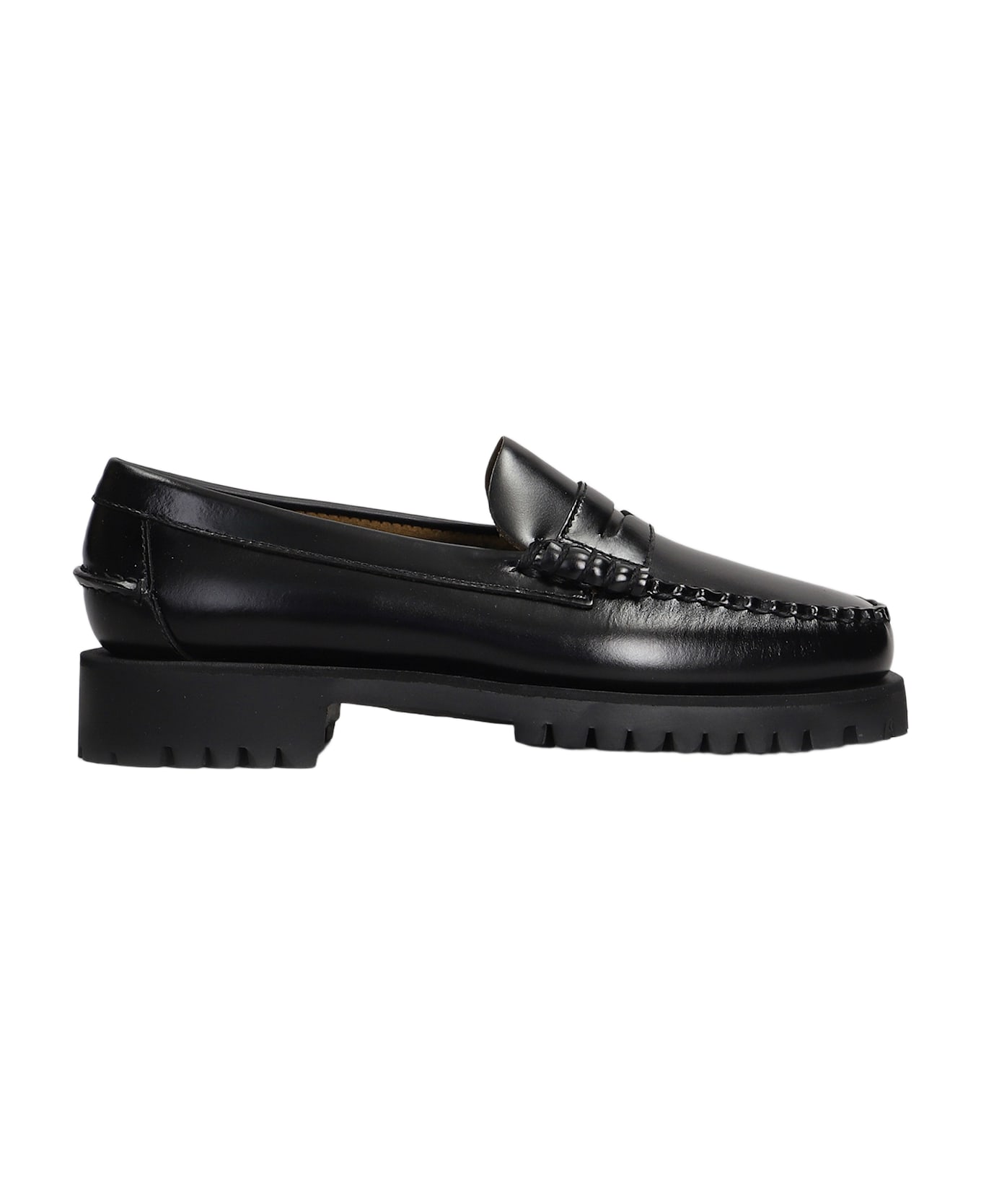 Sebago Dan Lug Loafers In Black Leather - black