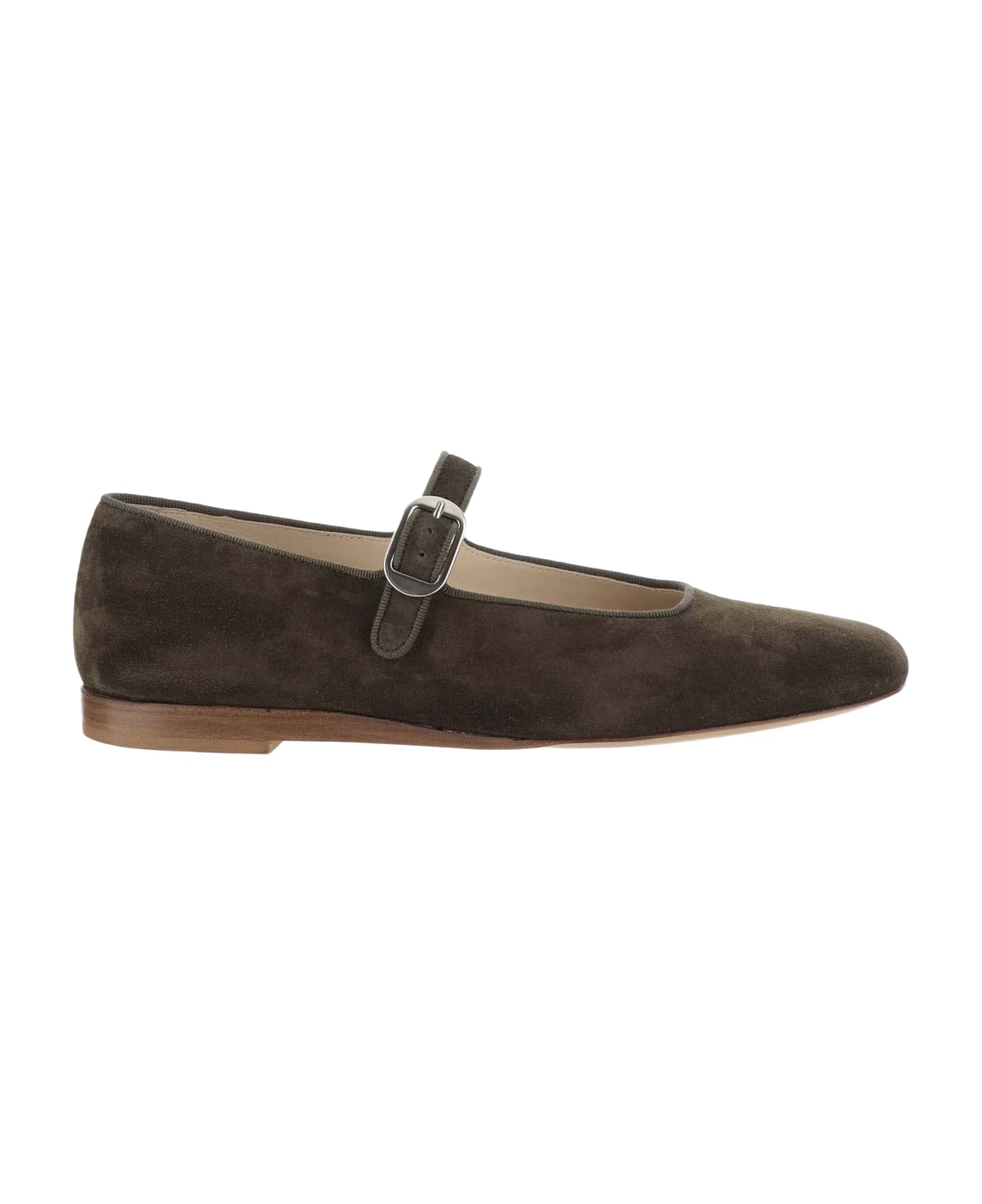 Le Monde Beryl Suede Leather Mary Jane Ballet Flats - Green