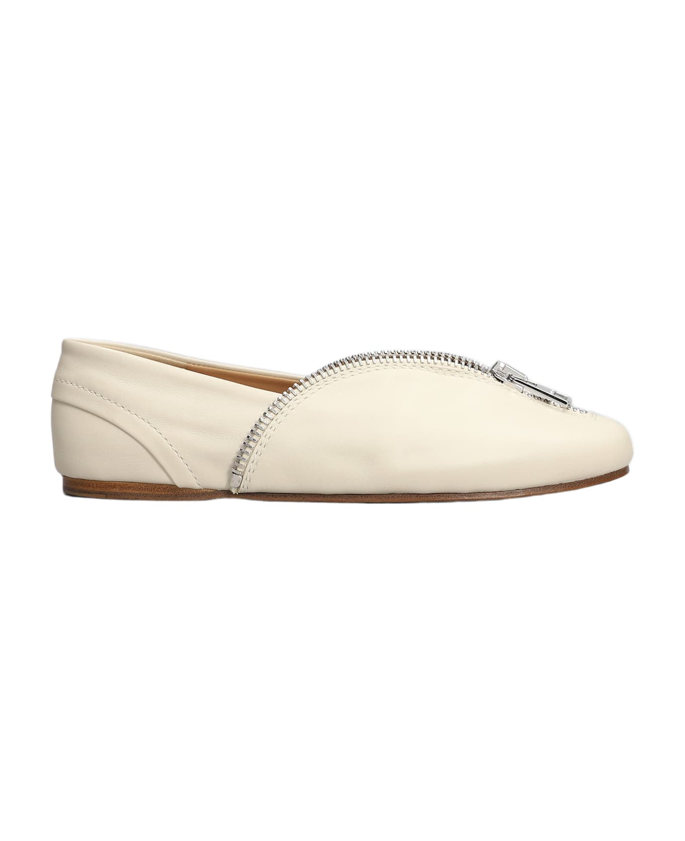 J.W. Anderson Biker Ballerina Ballet Flats In Beige Leather - beige