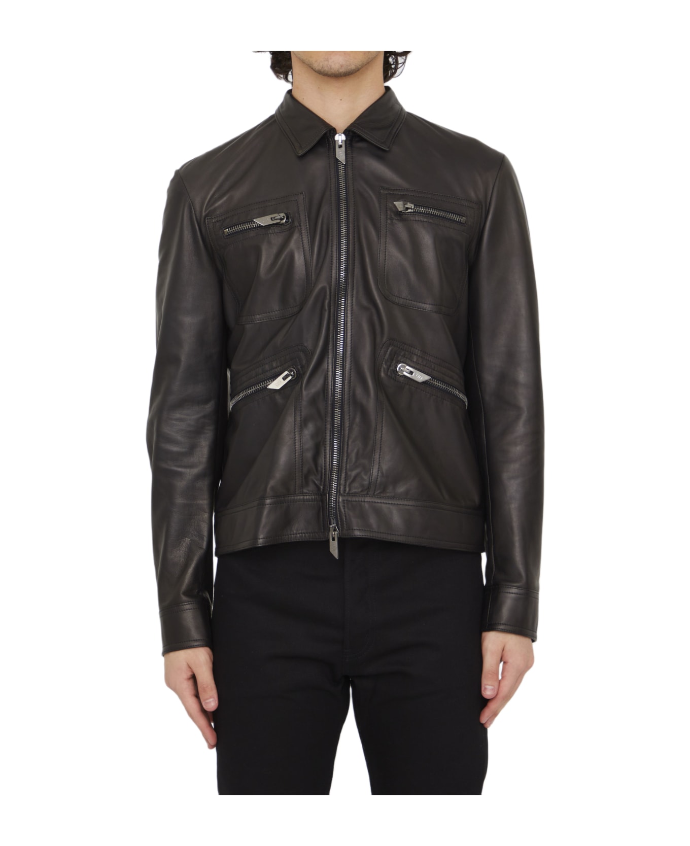 Salvatore Santoro Black Leather Jacket - BLACK