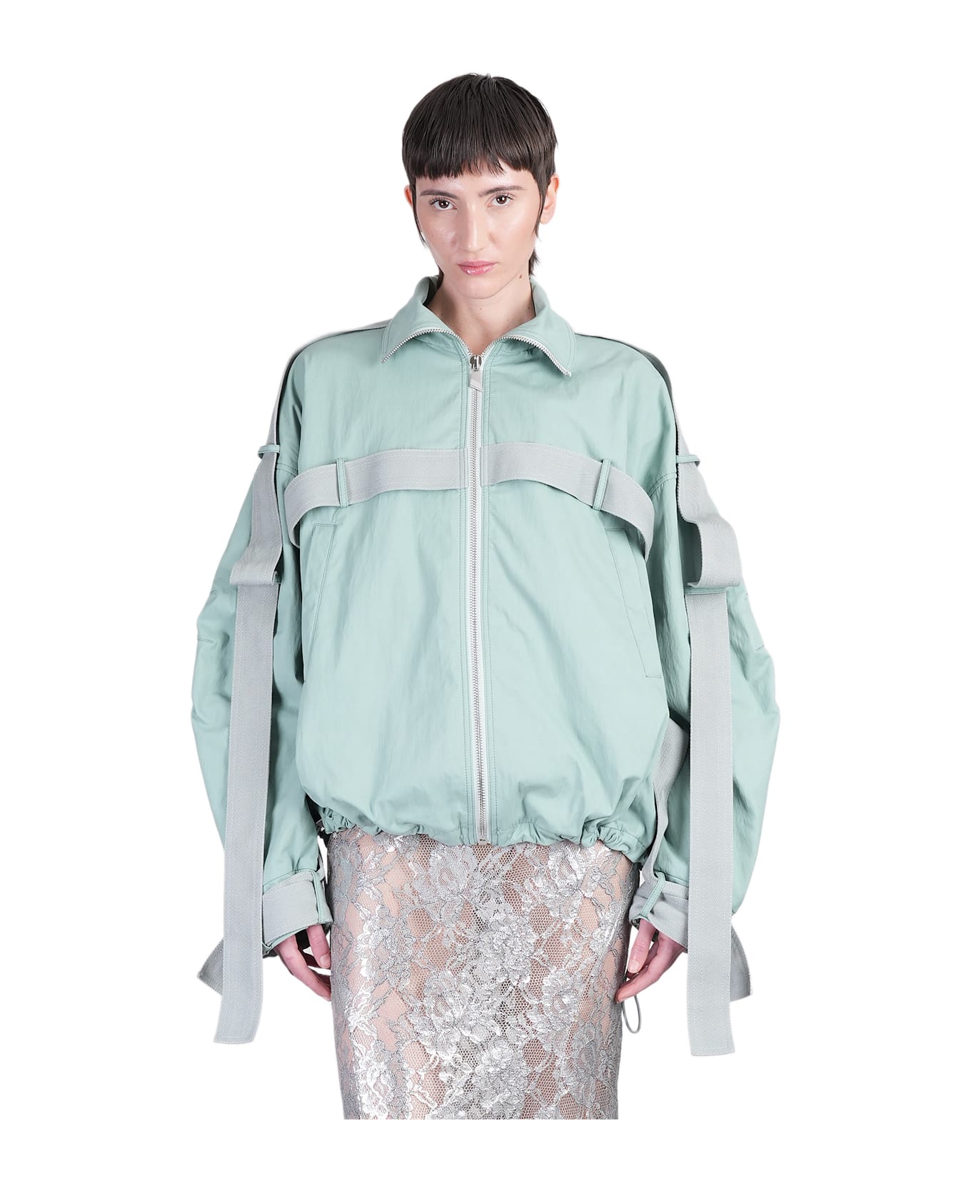 The Attico Bomber Jacket In Green Cotton - green