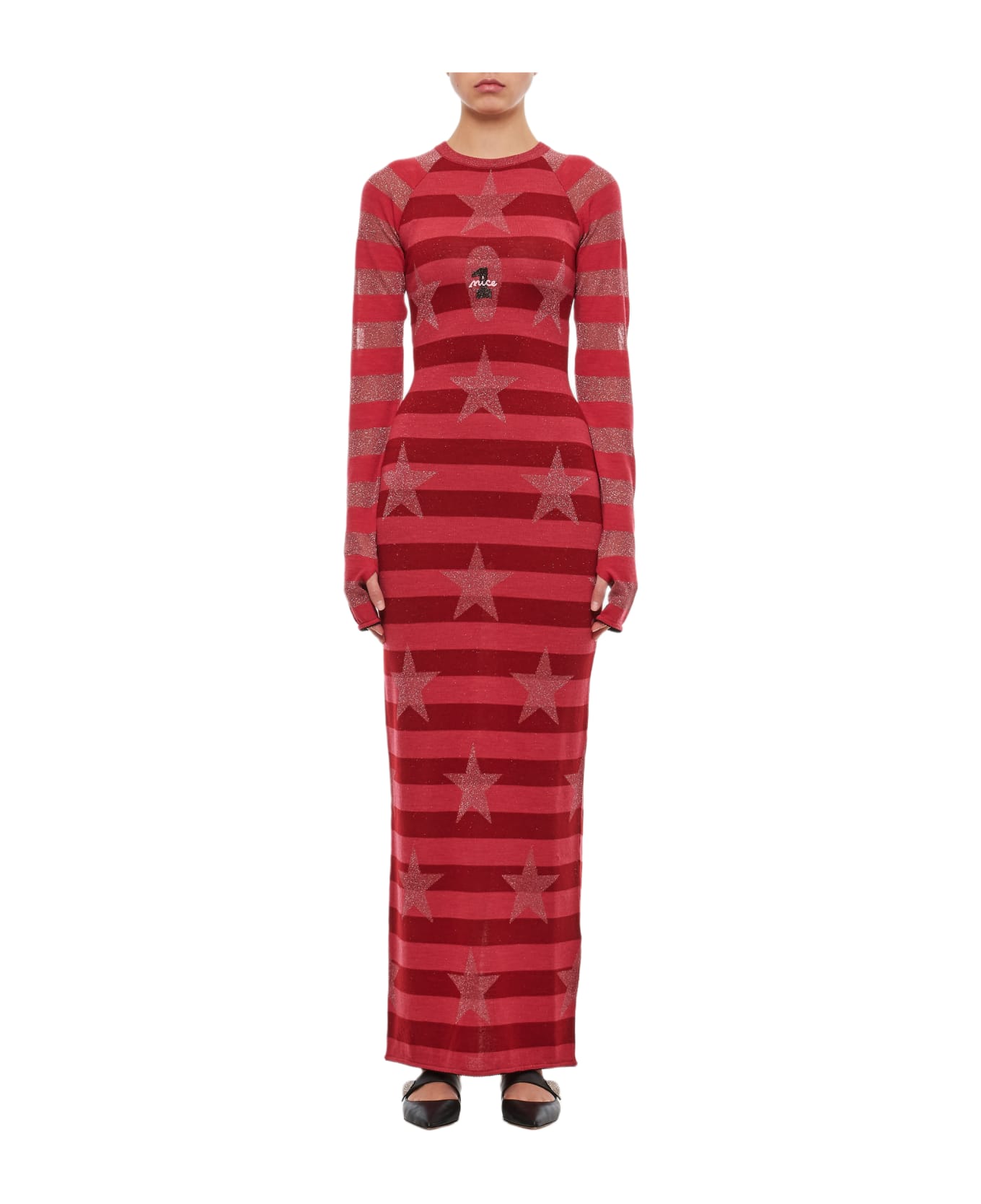 Cormio Knit Embroidered Long Dress - MultiColour