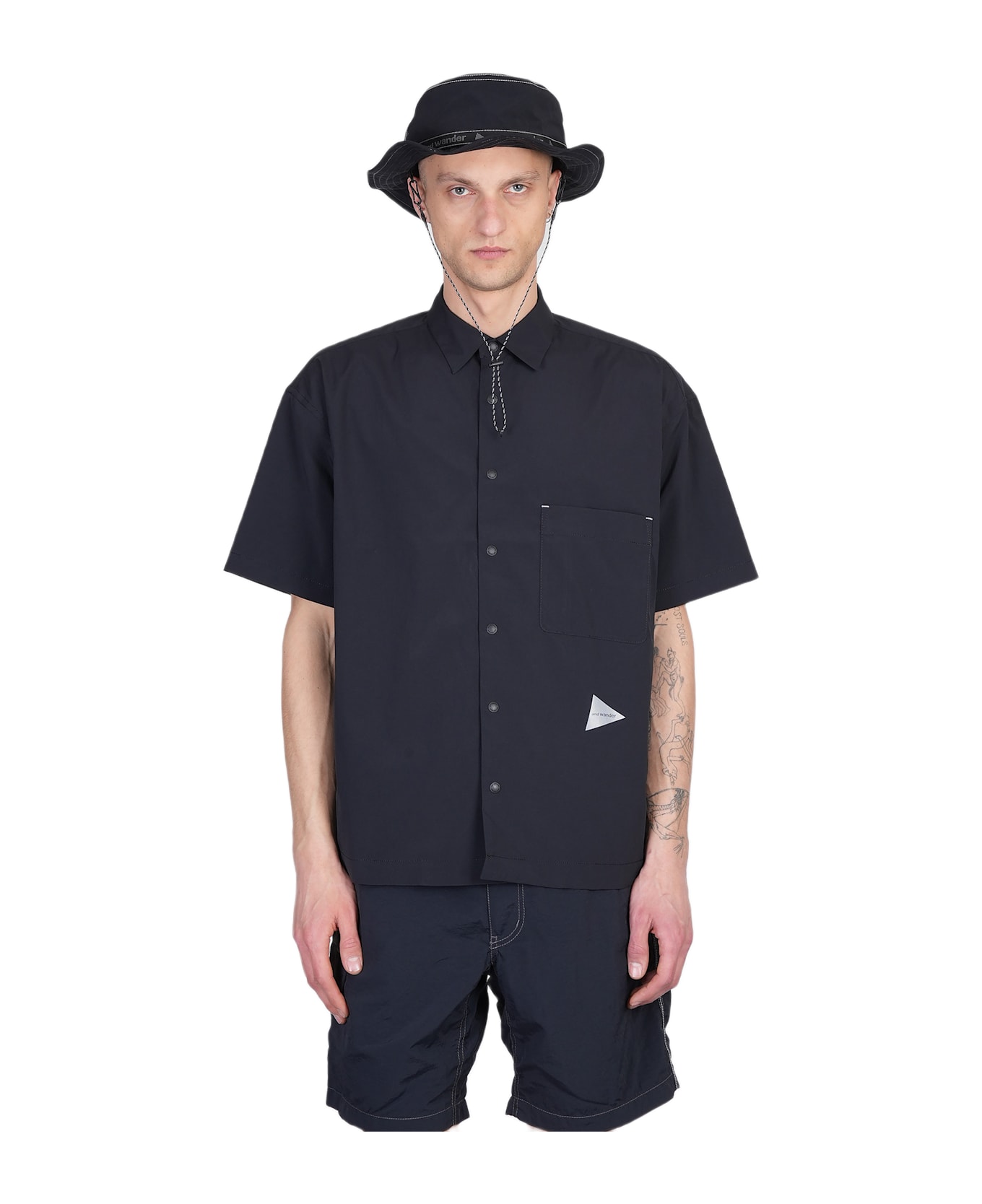 And Wander Shirt In Black Polyester - black