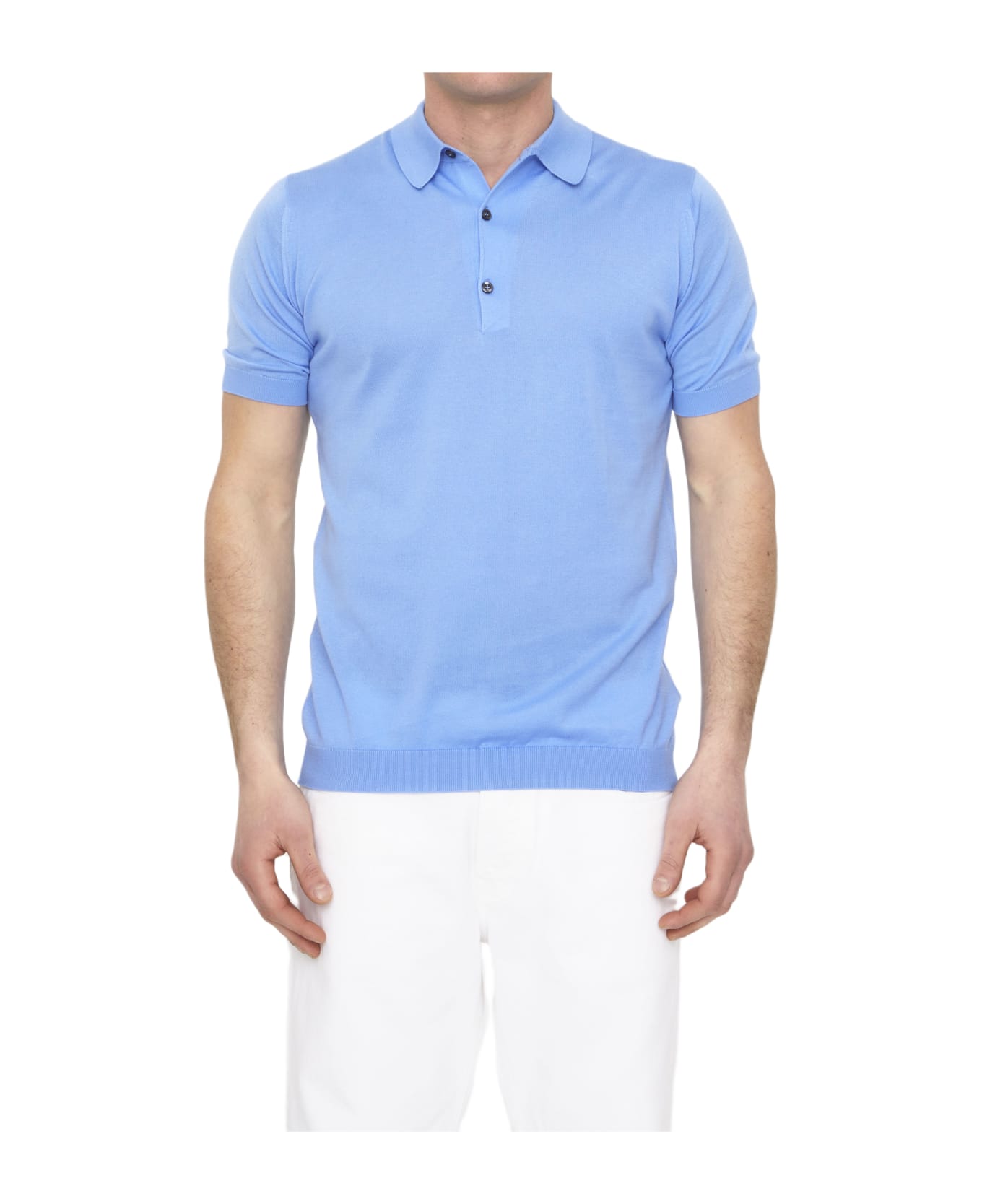 John Smedley Light-blue Cotton Polo Shirt - LIGHT BLUE ポロシャツ