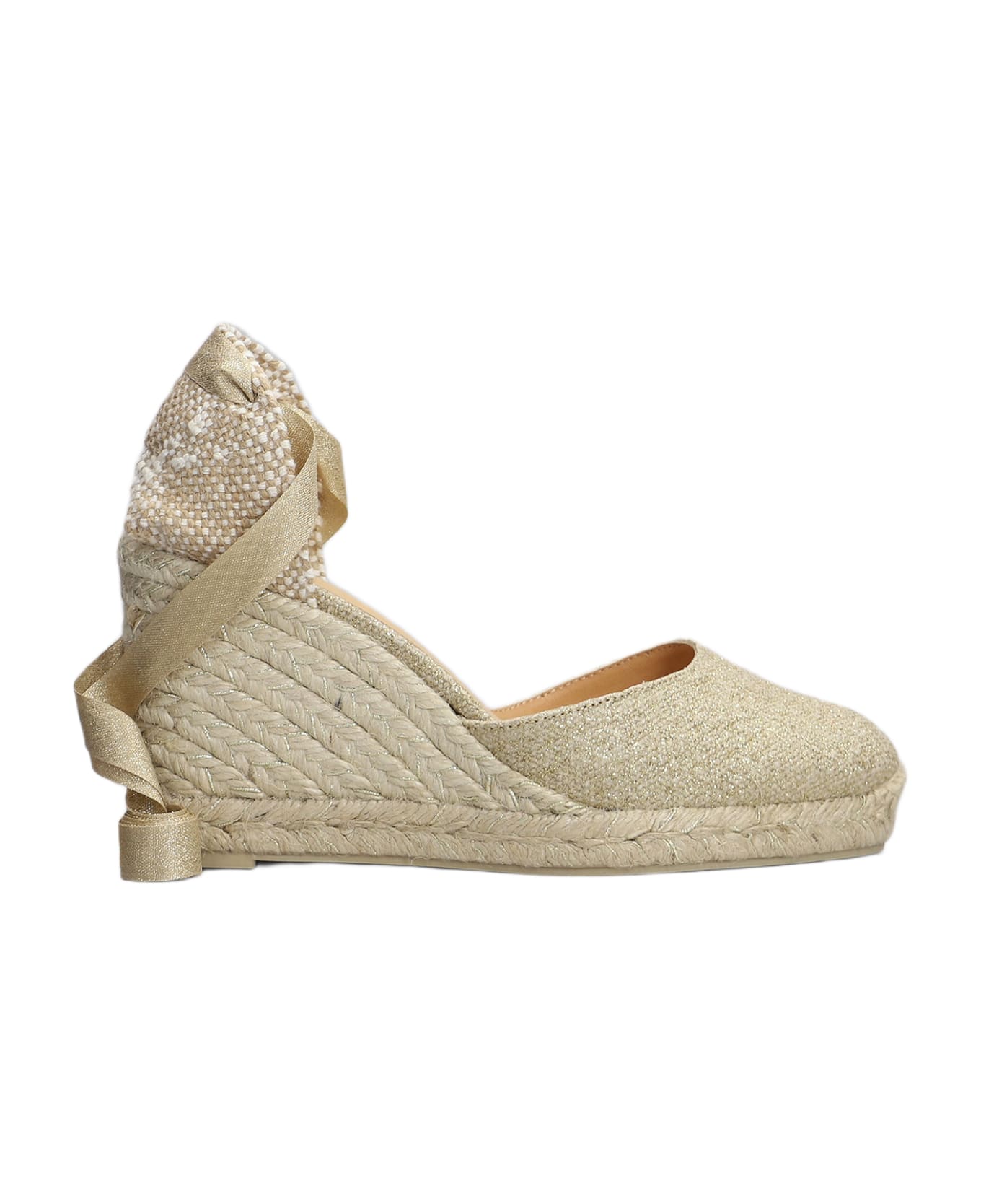 Castañer Carina-8-032 Wedges In Gold Canvas - gold ウェッジシューズ