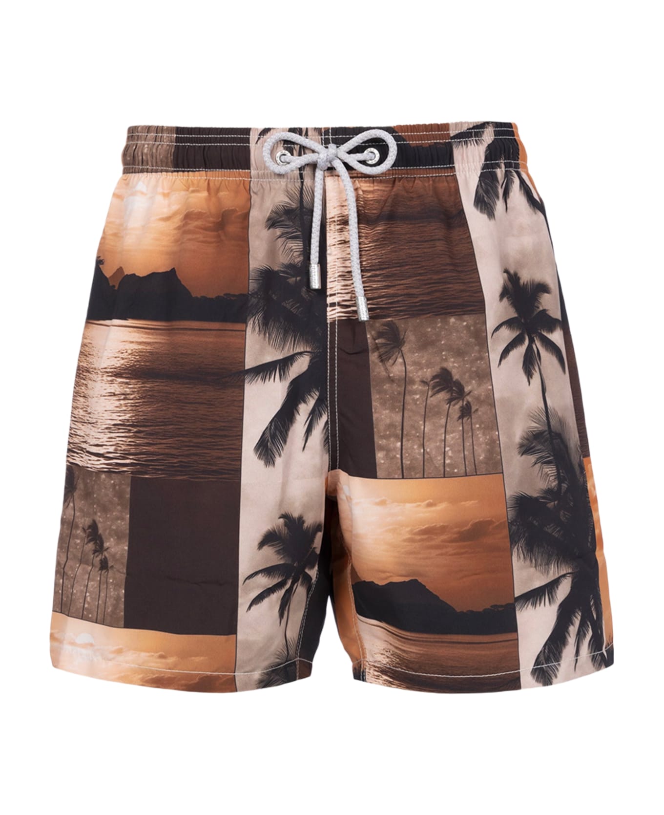 MC2 Saint Barth Man Mid-length Gustavia Swim-shorts With Photo Sunset Print | Ai Co-created Design By Rickdick - Powered By Red-eye - BROWN