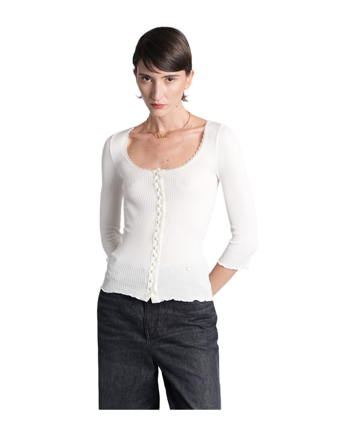 Chloé Cardigan In White Cotton - white カーディガン