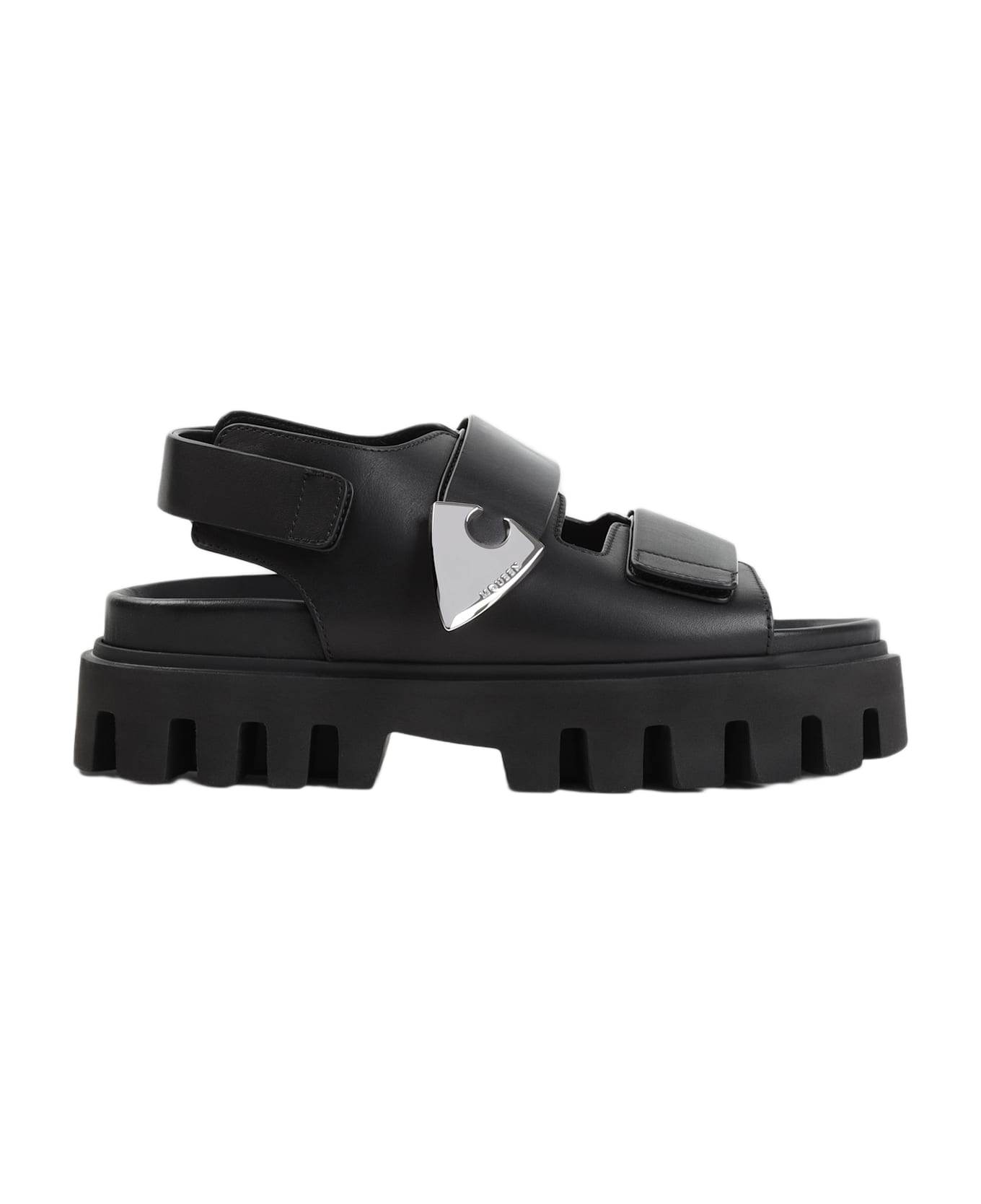 Alexander McQueen Leather And Rubber Sandals - BLACK SILVER