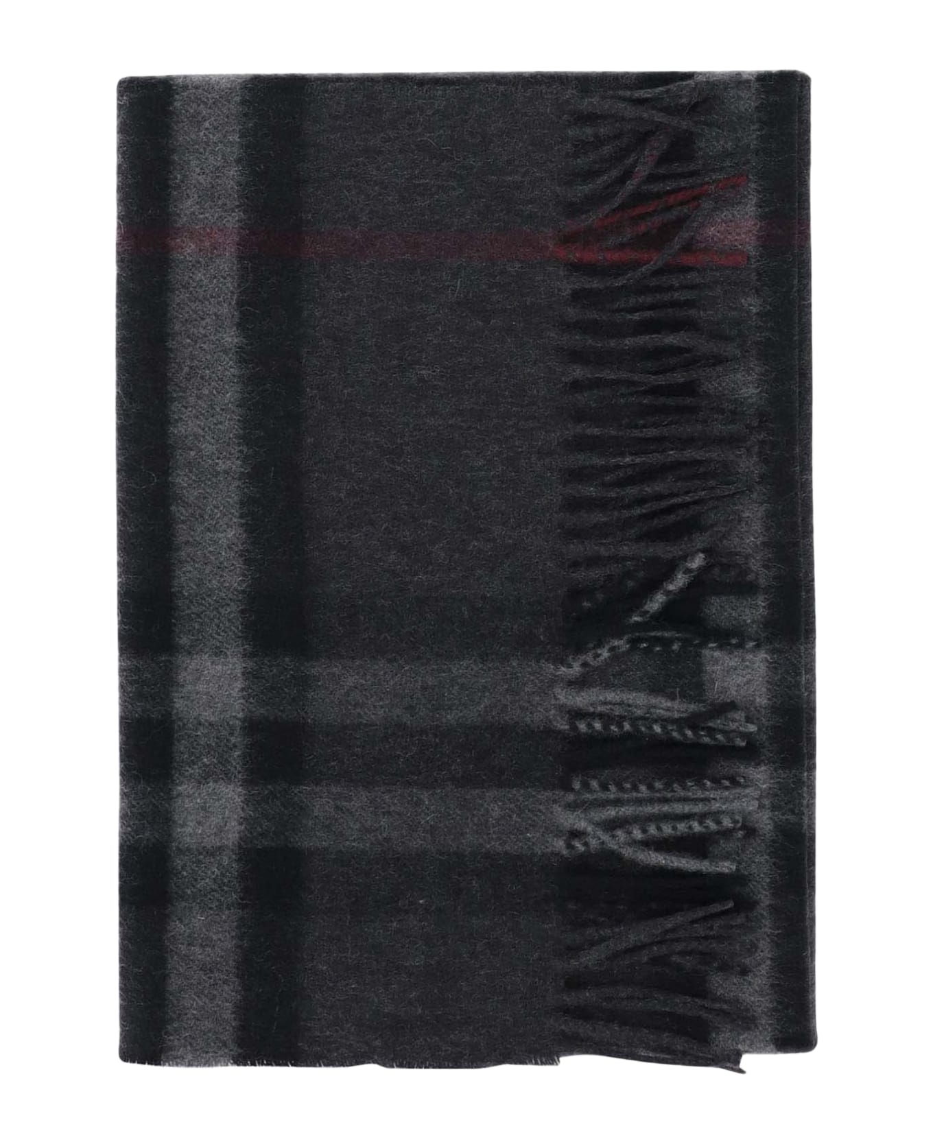 Burberry Cashmere Scarf With Check Pattern - GREY